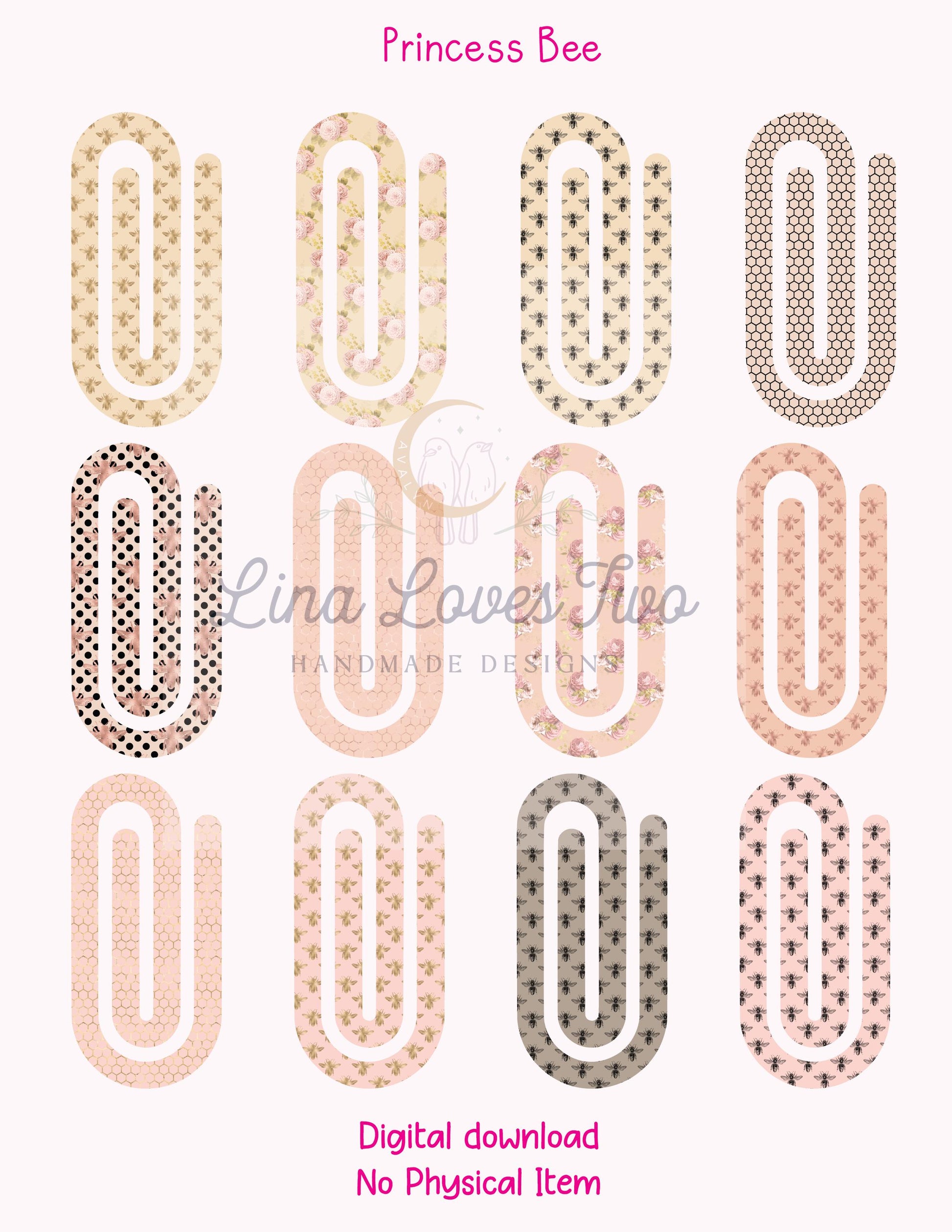 Princess Bee Theme Jumbo Paperclip for – Instant by Lina Loves Two, handmade in Los Angeles CA