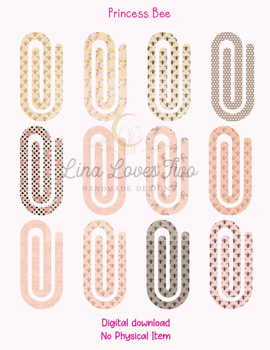 Princess Bee Theme Jumbo Paperclip PNG for Sublimation – Instant Digital Download