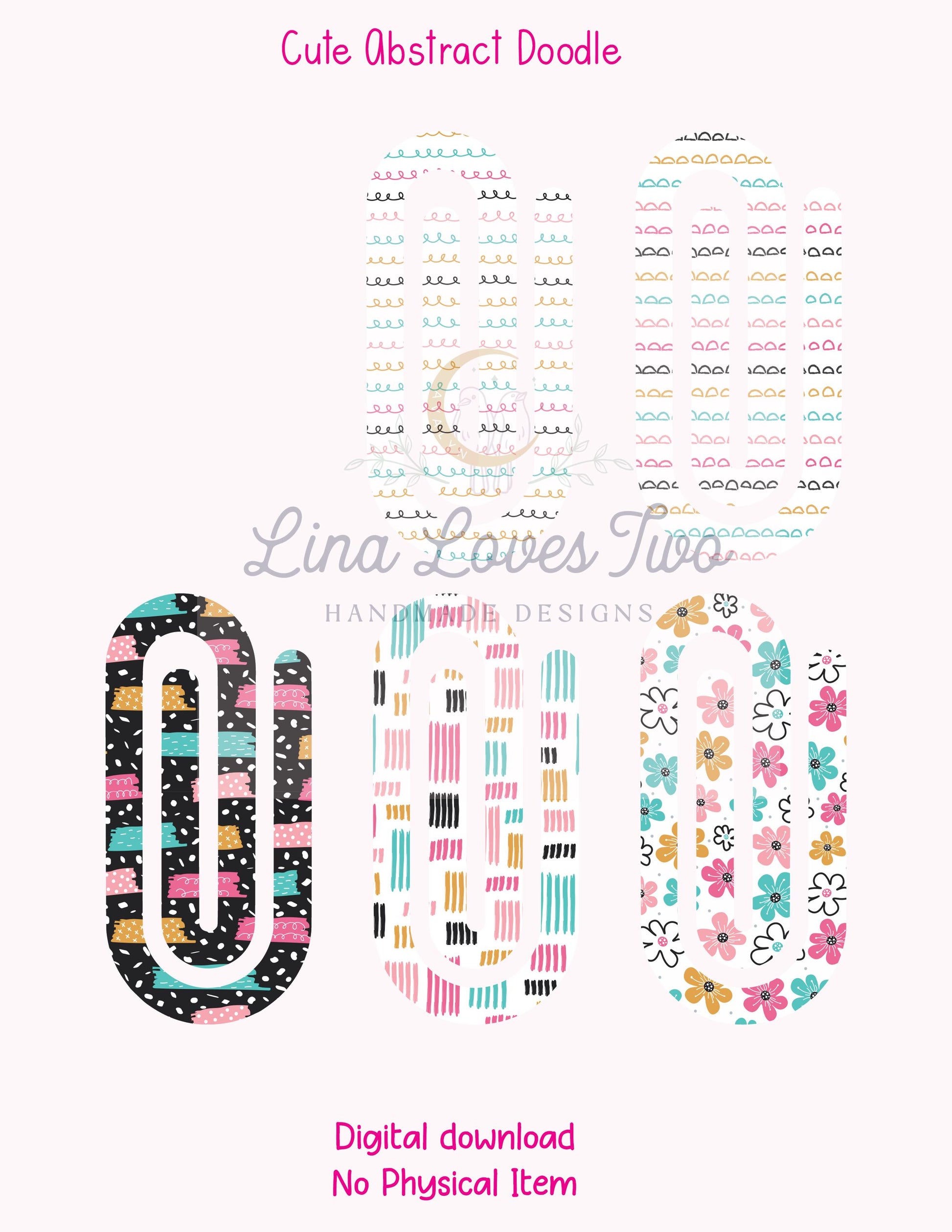 Abstract Doodle Jumbo Paperclip : Design ( by Lina Loves Two, handmade in Los Angeles CA