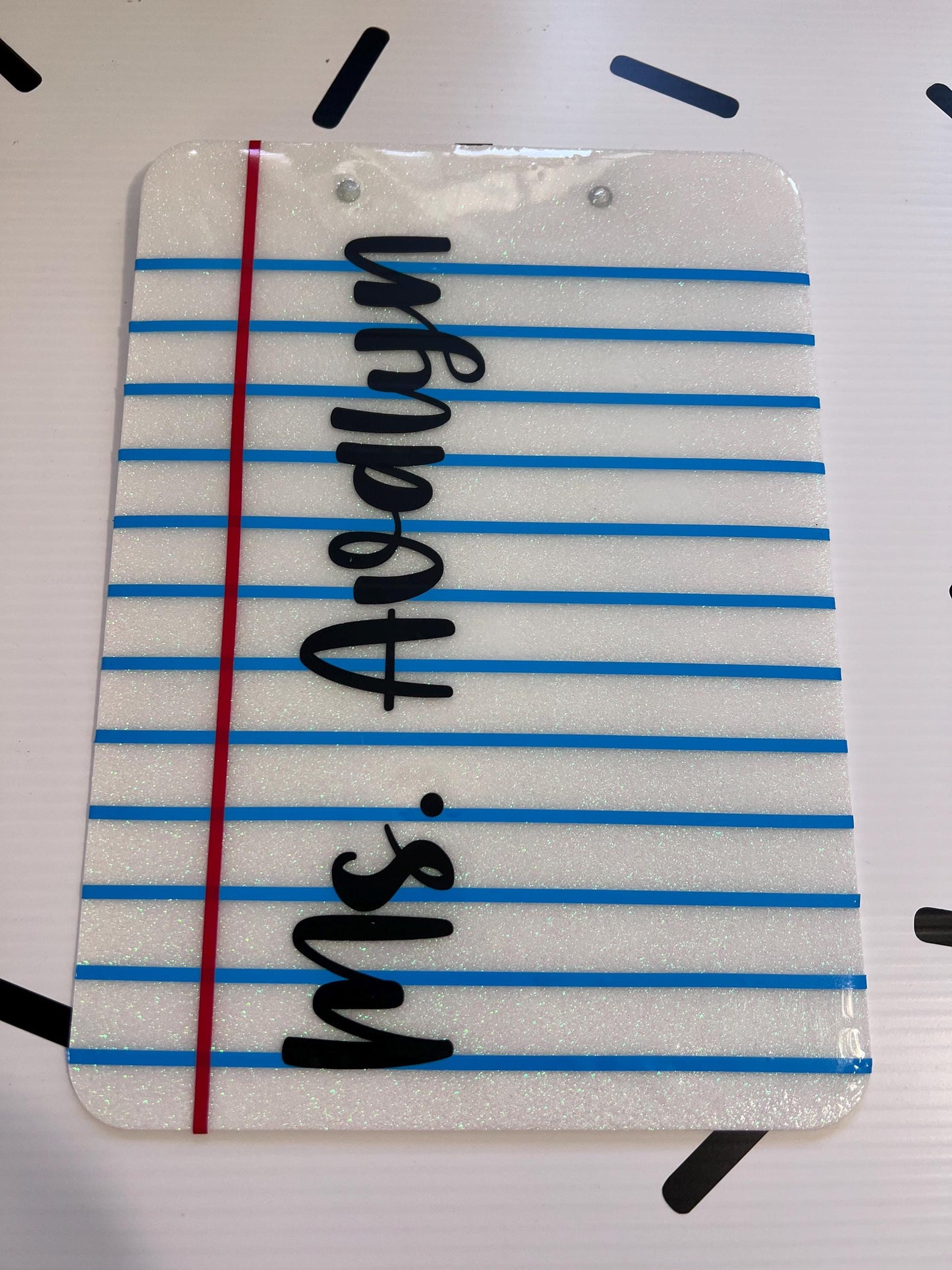 Personalized Glitter Letter Clipboard: Teacher Appreciation Gift by Lina Loves Two, handmade in Los Angeles CA