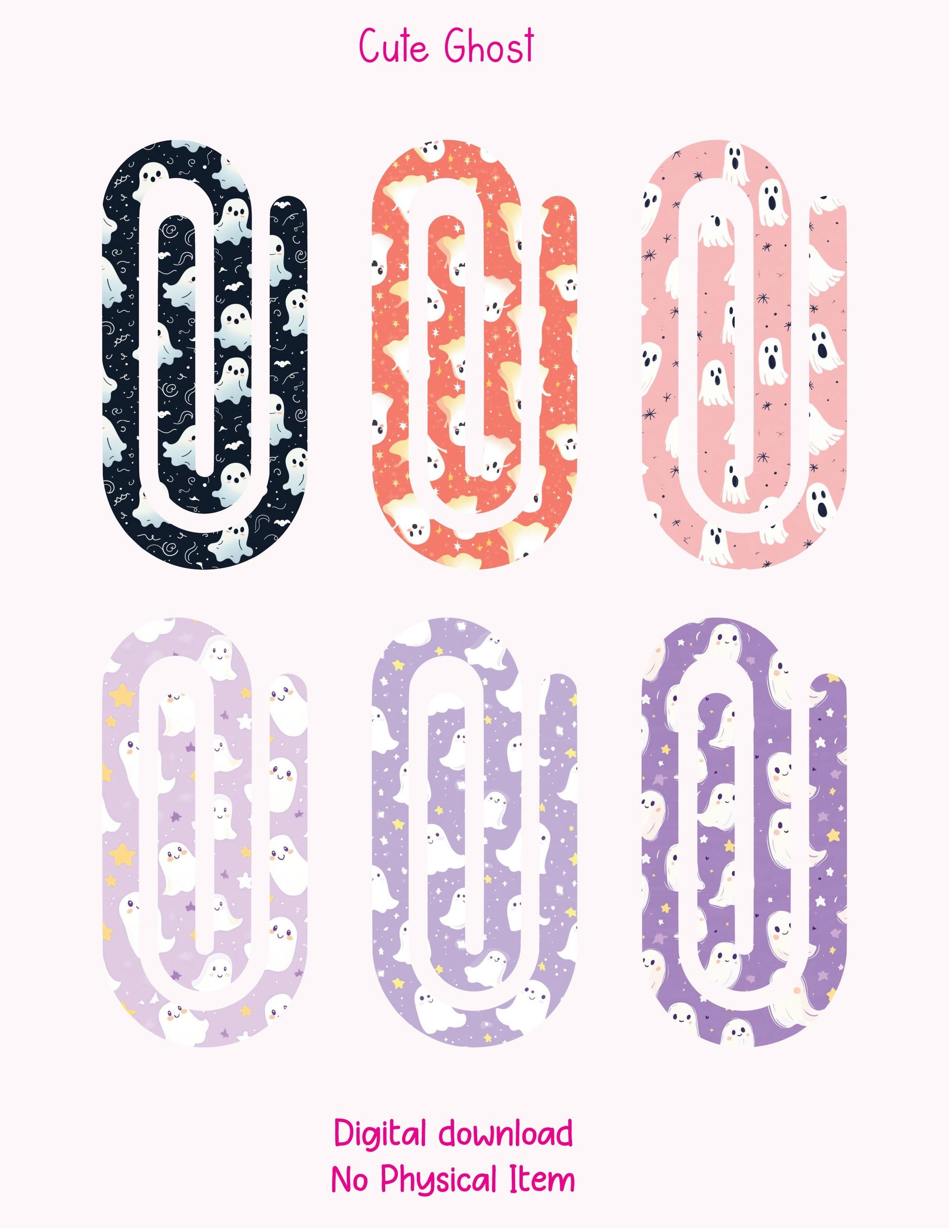 Cute Ghost Theme Jumbo Paperclip for – Instant by Lina Loves Two, handmade in Los Angeles CA