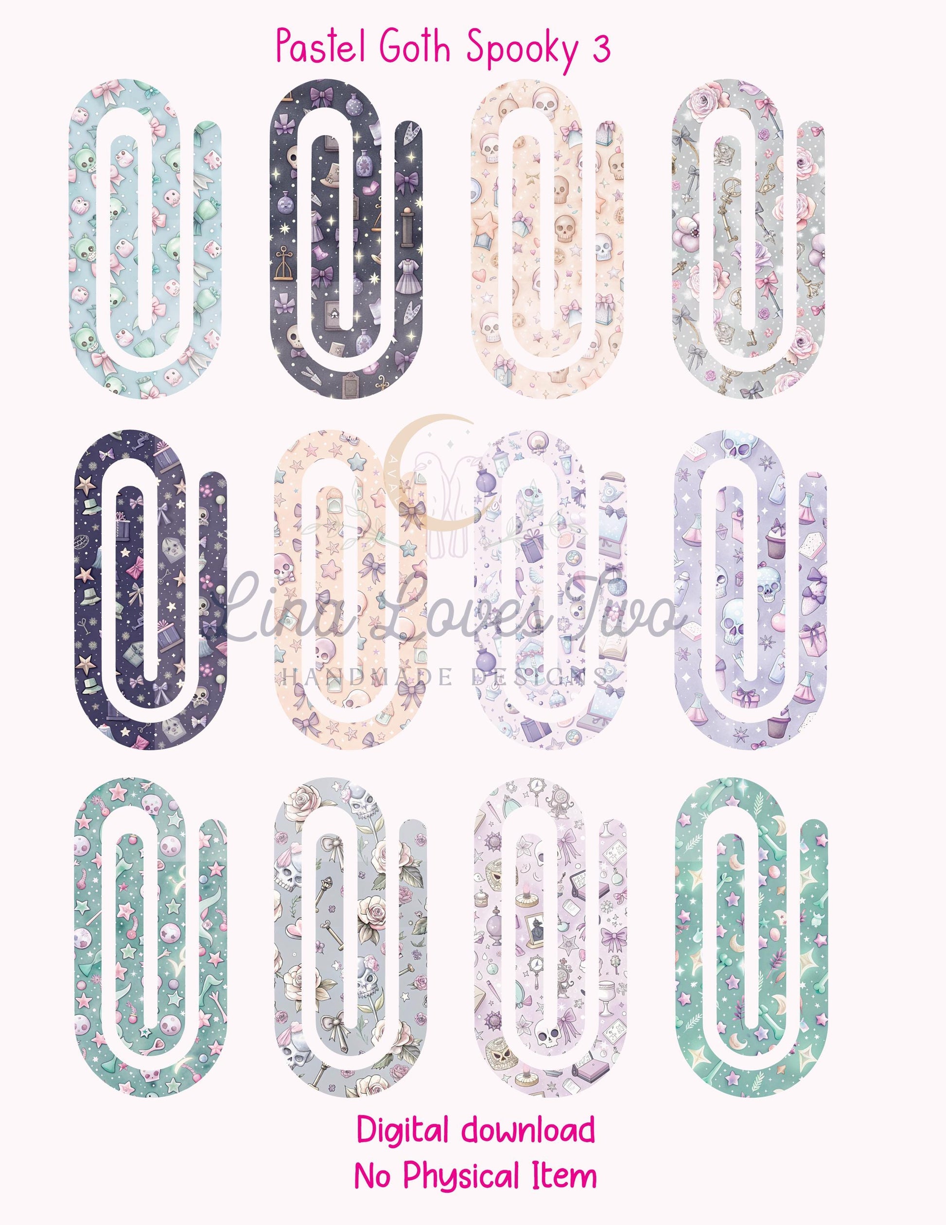 Pastel Goth Spooky 3 Theme Jumbo Paperclip PNG for Sublimation – Instant Digital Download