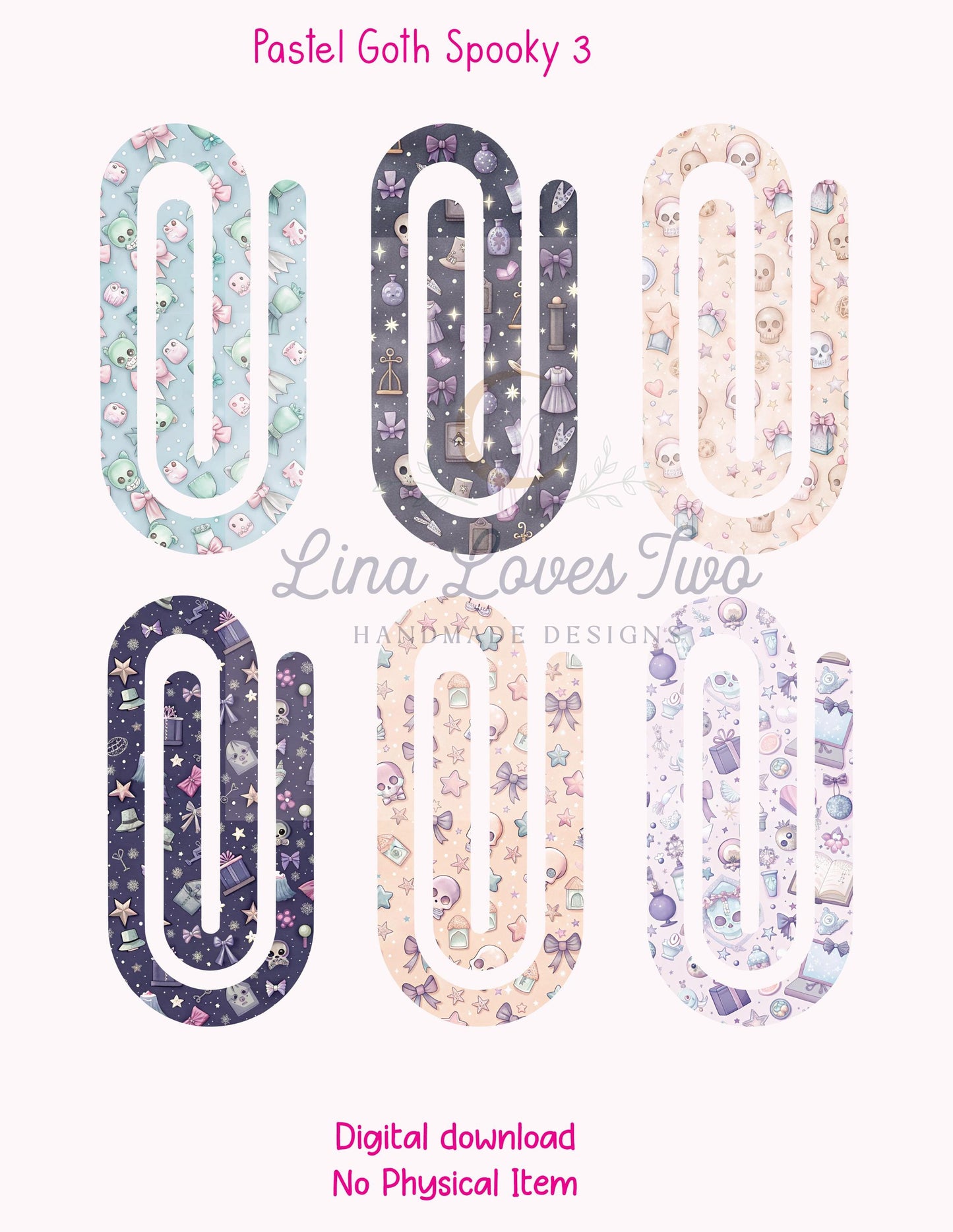 Pastel Goth Spooky 3 Theme Jumbo Paperclip PNG for Sublimation – Instant Digital Download