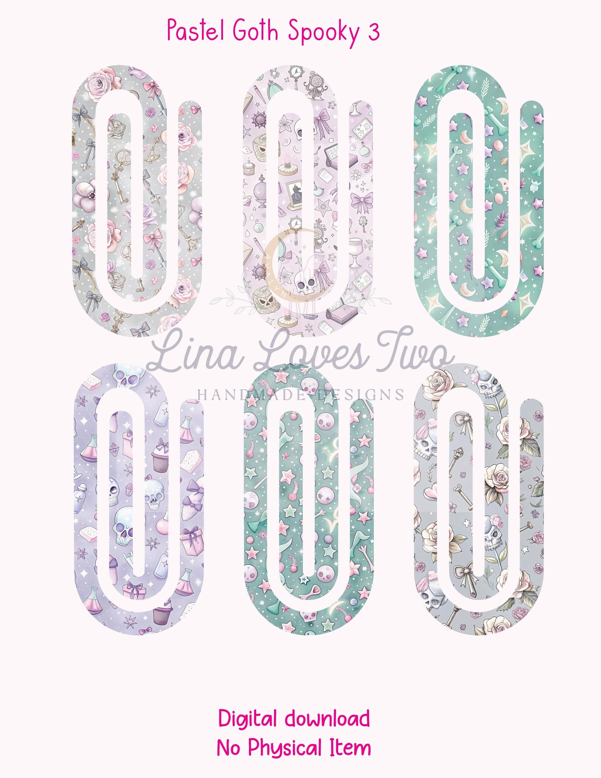 Pastel Goth Spooky 3 Theme Jumbo Paperclip for – Instant by Lina Loves Two, handmade in Los Angeles CA