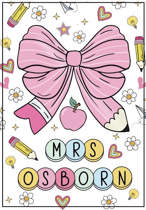 Personalized Pencil ID Badge Holder: Coquette Bow Teacher Lanyard by Lina Loves Two, handmade in Los Angeles CA