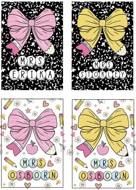 Personalized Teacher ID Badge Holder – Coquette Bow Lanyard With Name Tag | Teacher Gift