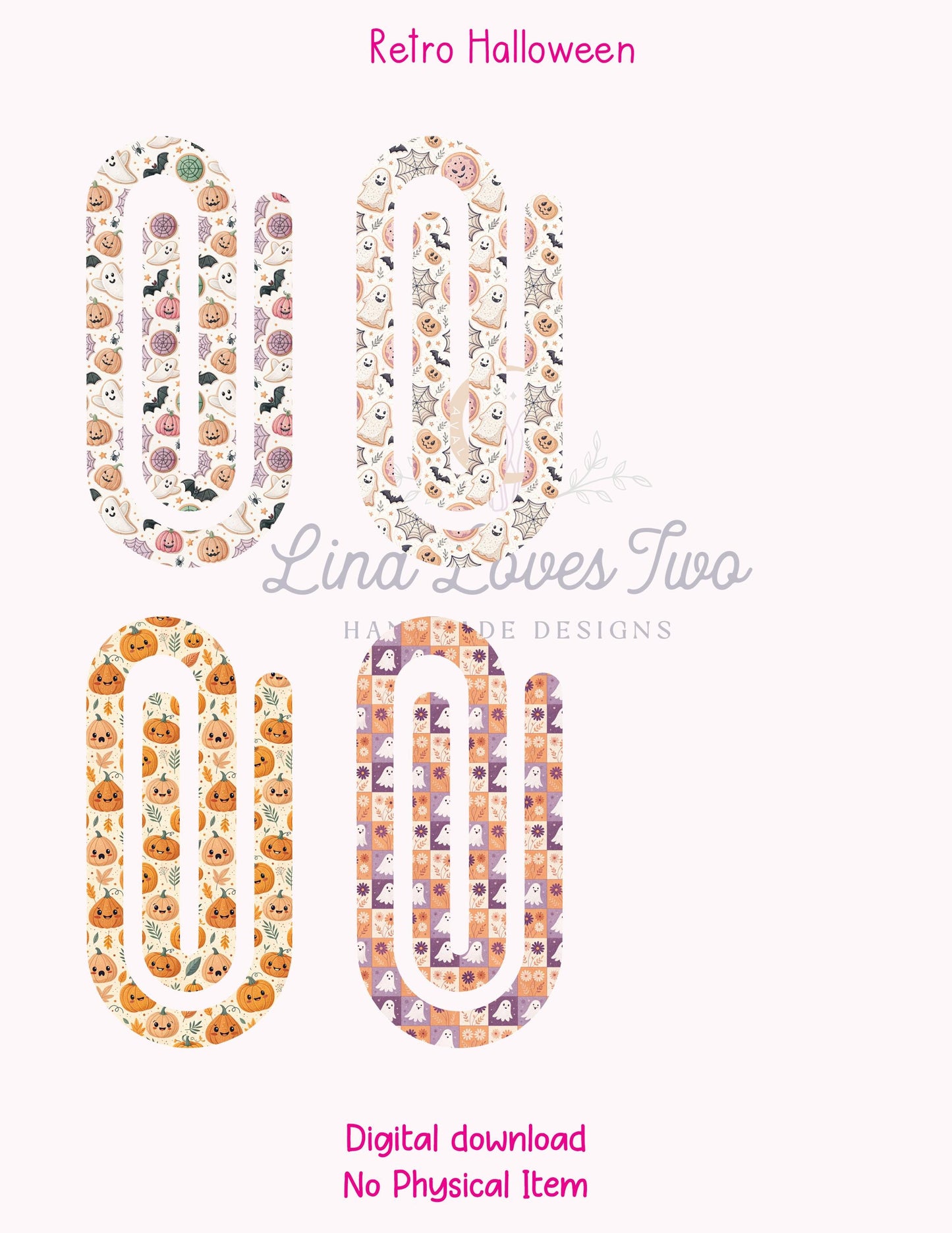 Retro Halloween Theme Jumbo Paperclip PNG for Sublimation – Instant Digital Download