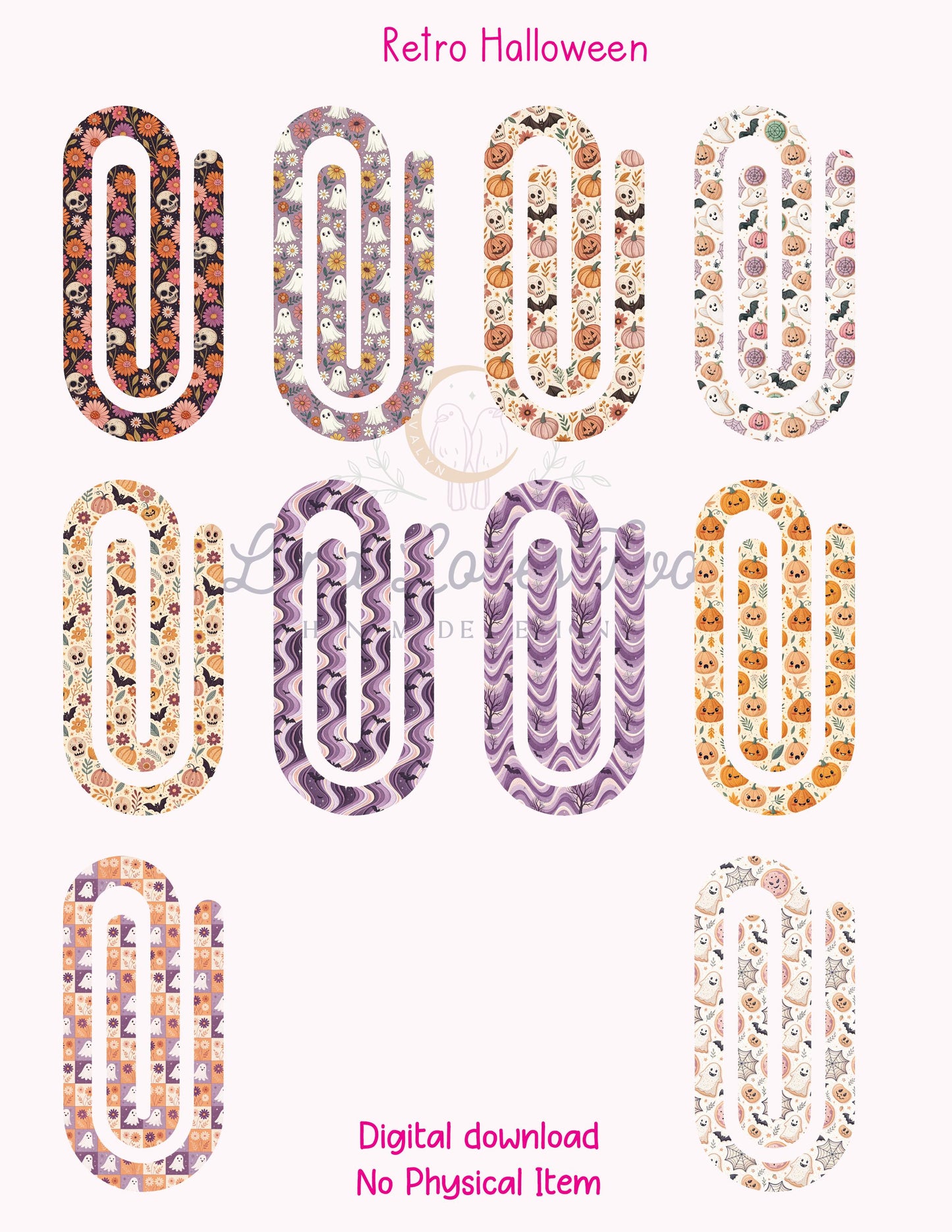 Retro Halloween Theme Jumbo Paperclip for – Instant by Lina Loves Two, handmade in Los Angeles CA