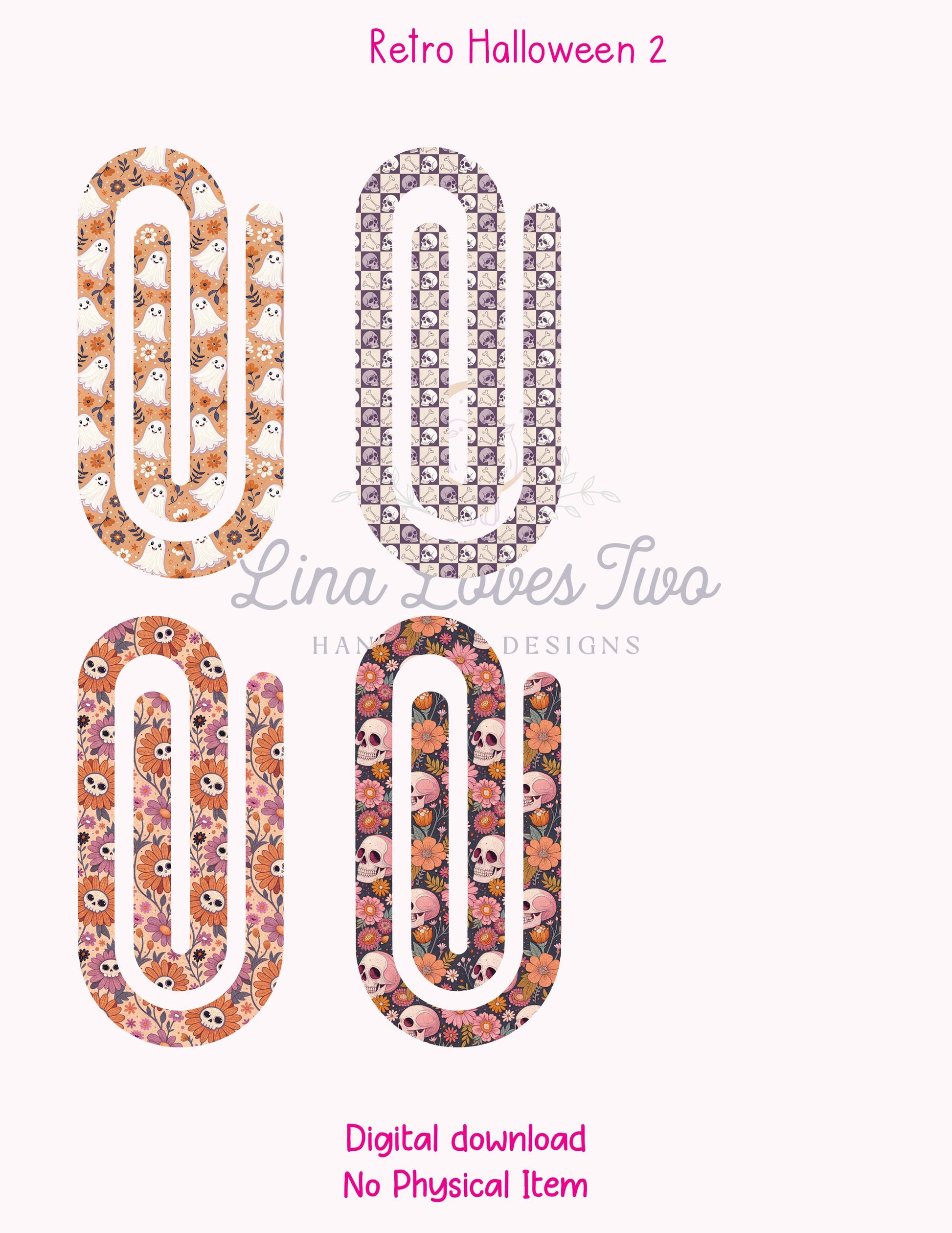 Retro Halloween 2 Theme Jumbo Paperclip for – Instant by Lina Loves Two, handmade in Los Angeles CA