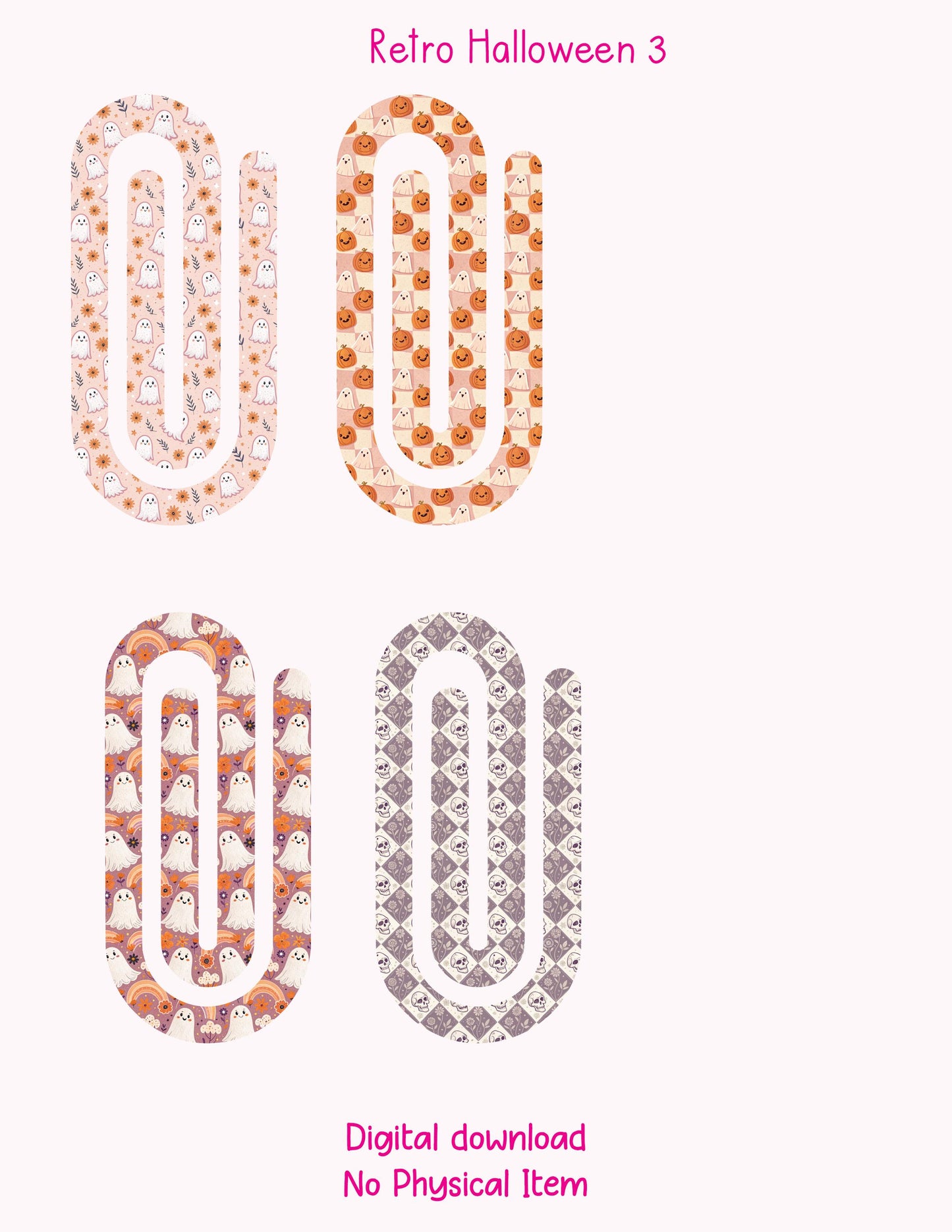 Retro Halloween 3 Theme Jumbo Paperclip PNG for Sublimation – Instant Digital Download