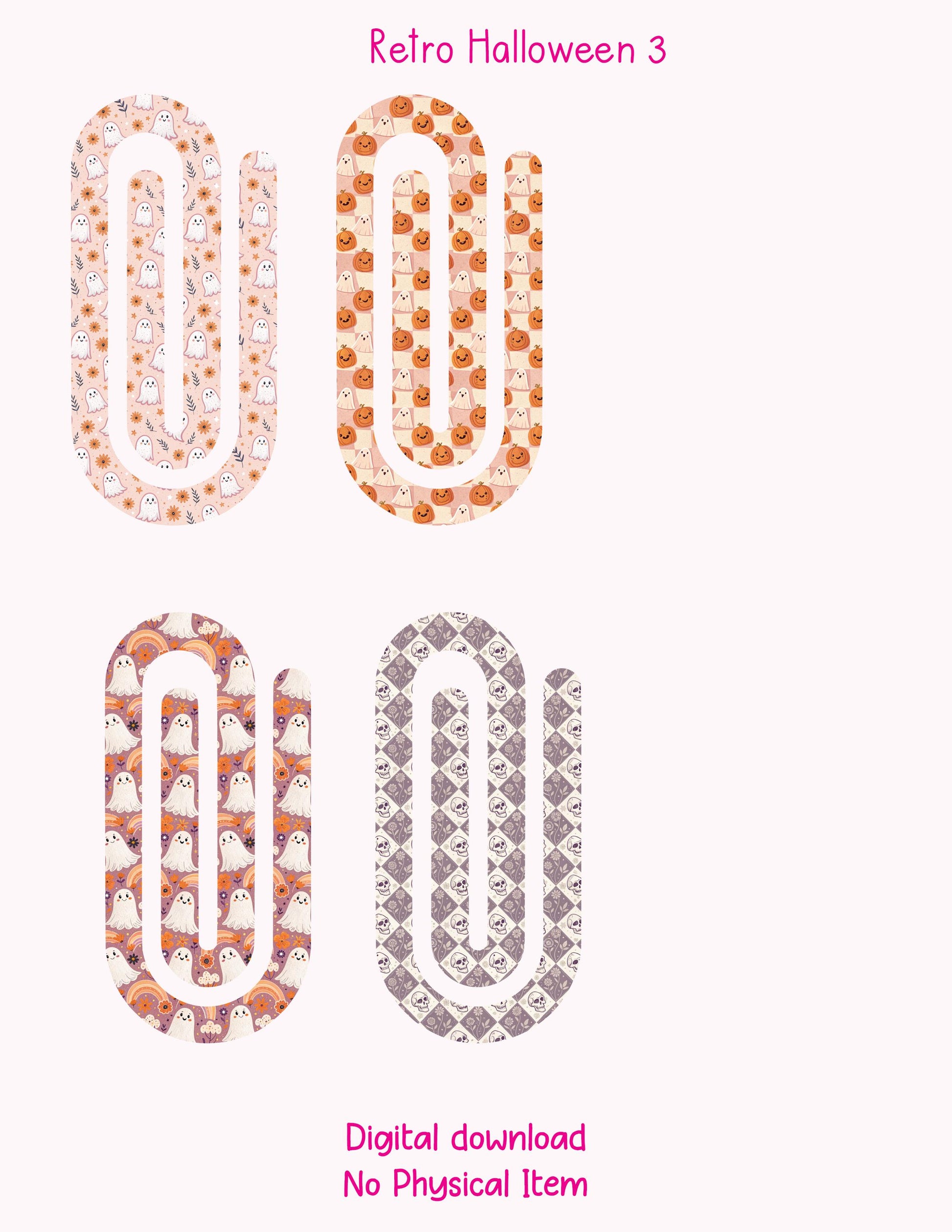 Retro Halloween 3 Theme Jumbo Paperclip PNG for Sublimation – Instant Digital Download