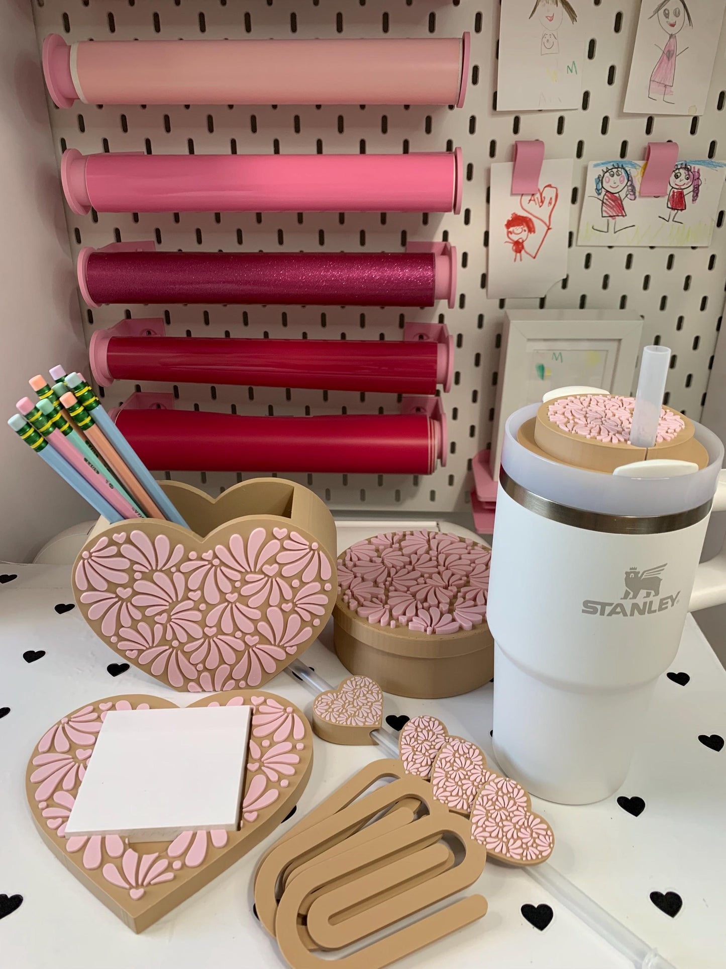 Mexican Talavera Desk Organizer: Pen, Note, Trinket, or Straw Topper by Lina Loves Two, handmade in Los Angeles CA