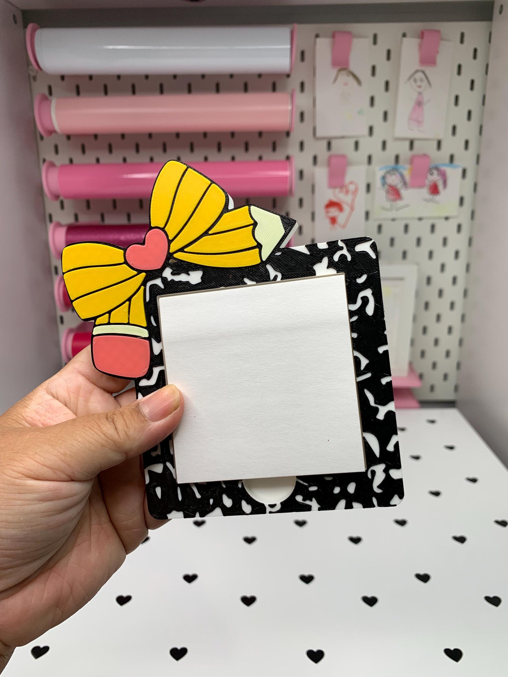 Personalized Pencil Desk Accessories: Name Plate, Pen Holder, Note Holder by Lina Loves Two, handmade in Los Angeles CA