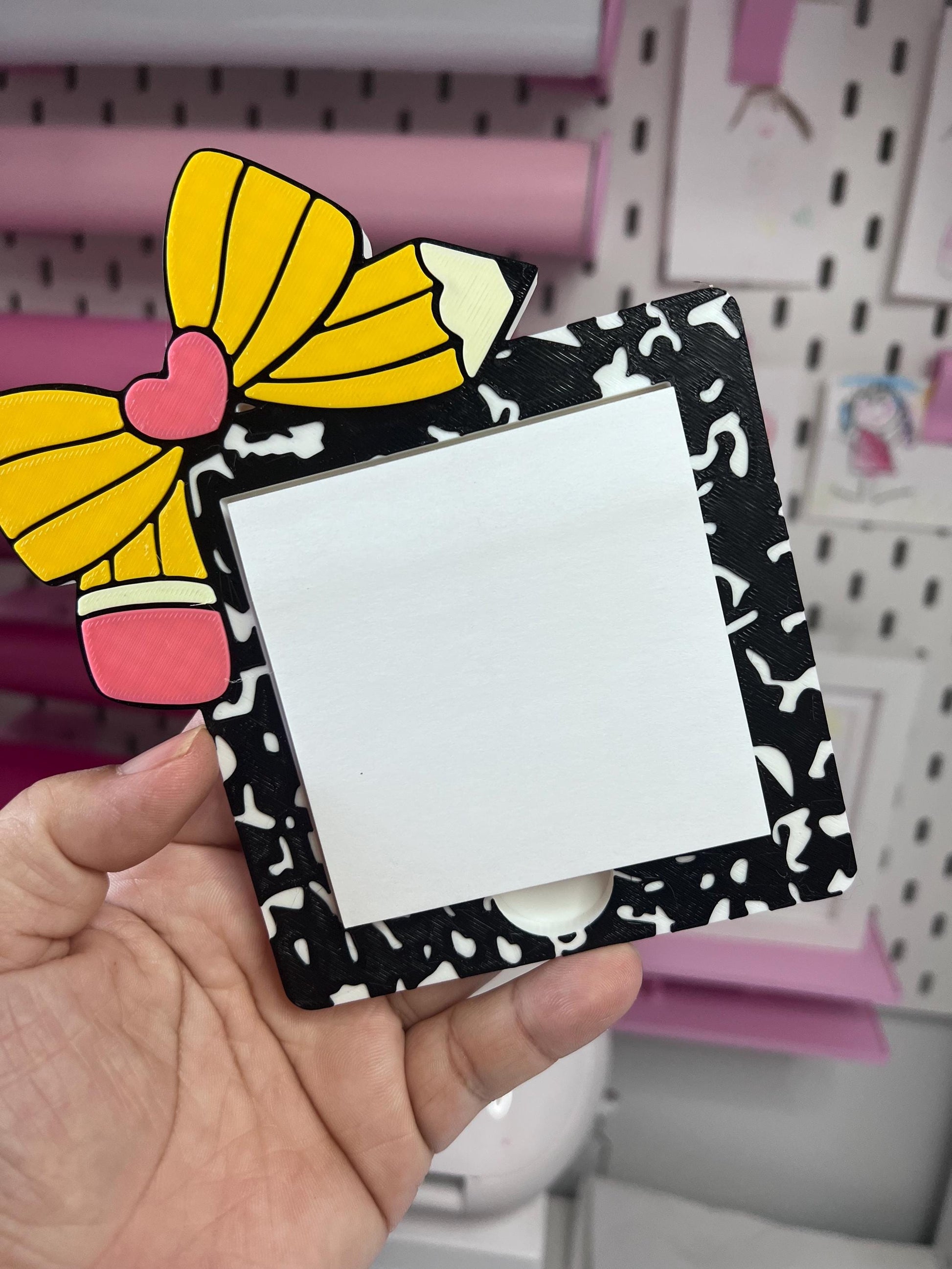 3D Pencil Bow Composition Notebook Sticky Note Holder File | Desk Accessories | Sticky Note Holder | Files | 3D Printing by Lina Loves Two, handmade in Los Angeles CA