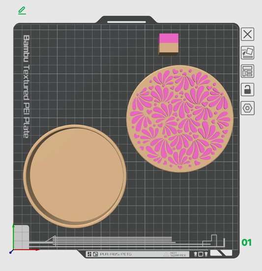 Talavera Desk Accessory Files: Round Lid Container (/3MF) by Lina Loves Two, handmade in Los Angeles CA