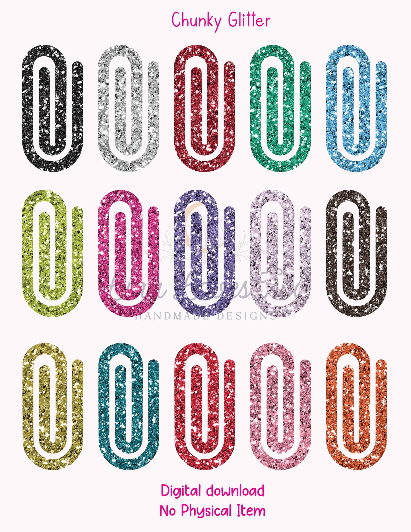Glitter Jumbo Paperclips : File ( ) by Lina Loves Two, handmade in Los Angeles CA