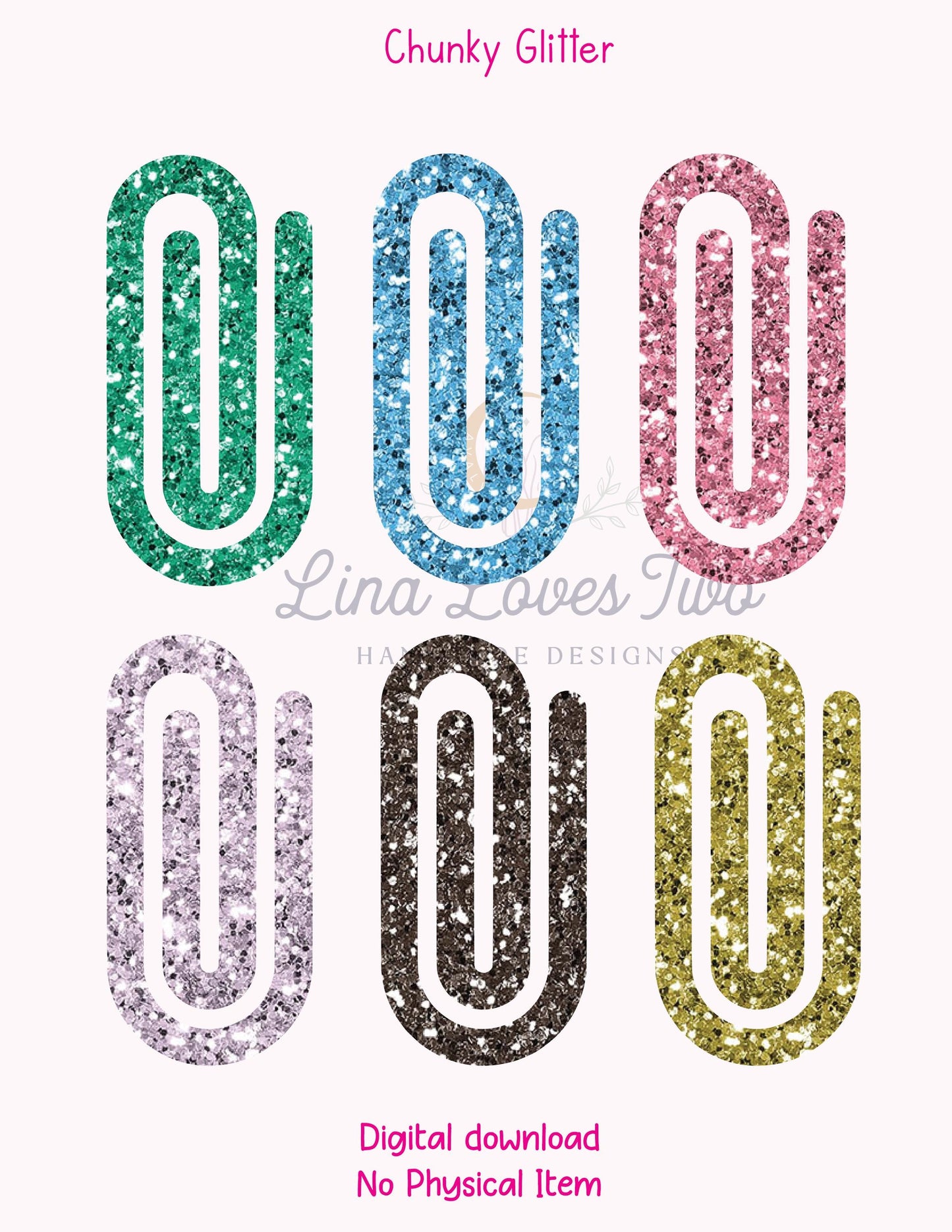 Glitter Jumbo Paperclips : File ( ) by Lina Loves Two, handmade in Los Angeles CA