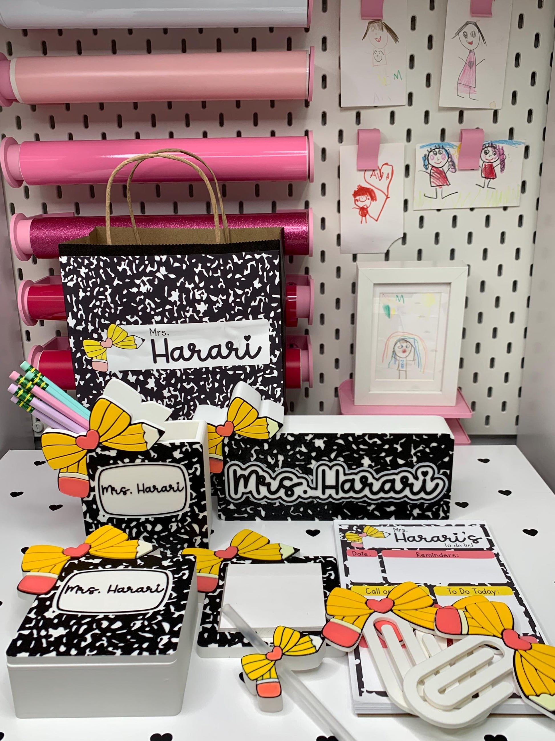 Personalized Pencil Bow To-Do List Notepad - 5.5 x 8.5, 50 Pages by Lina Loves Two, handmade in Los Angeles CA