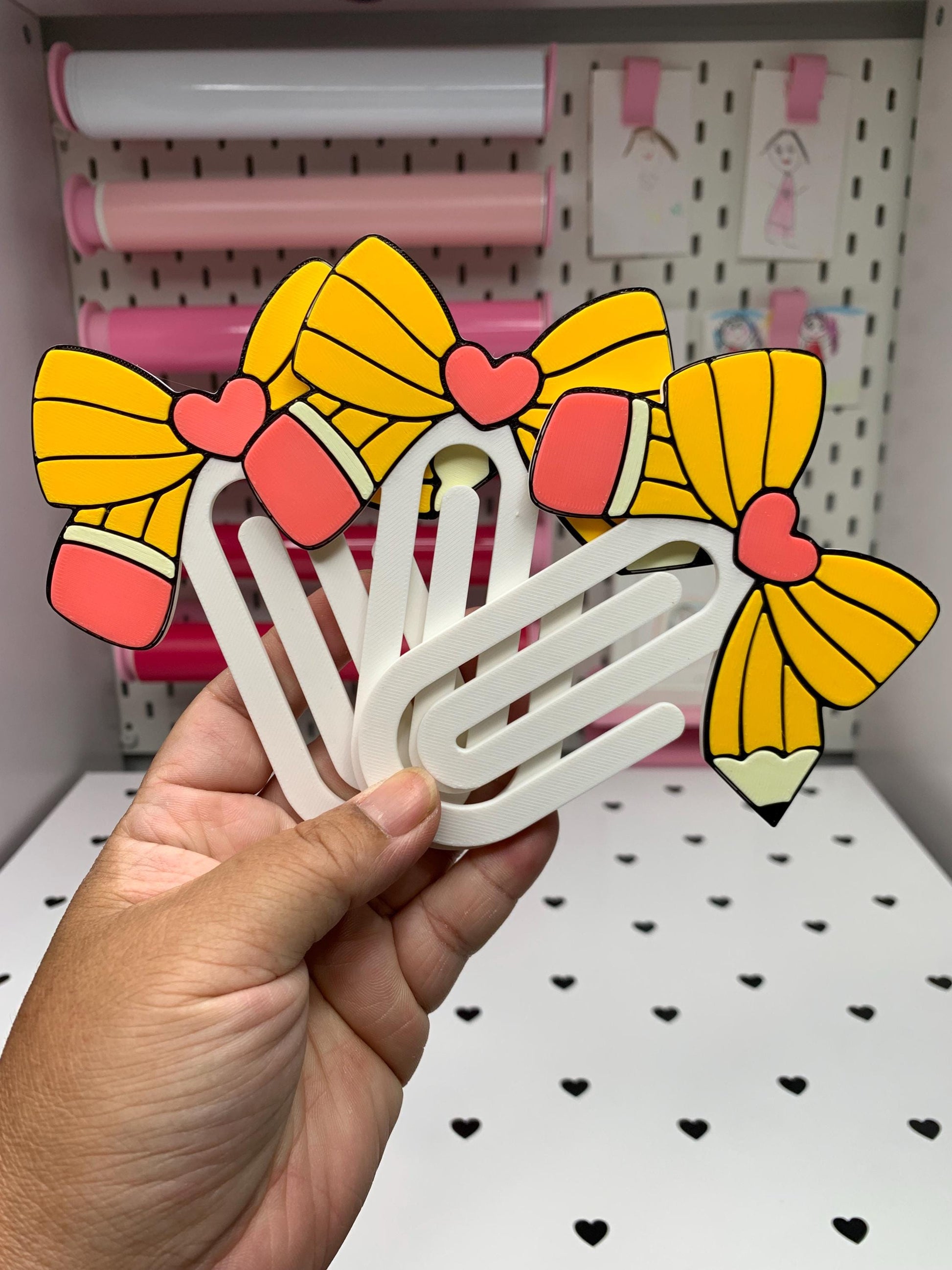 Pencil Bow Composition Book Personalized 3D Desk Accessories BUNDLE | Name Plate | Pen Holder | Note Holder | x3 Paperclips and Straw Topper by Lina Loves Two, handmade in Los Angeles CA