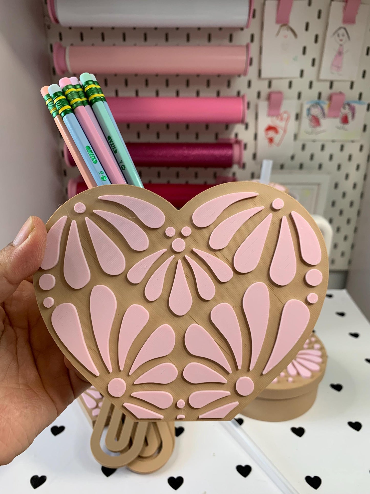 Talavera Desk Accessory Files: Pen Holder, Stanley Toppers ( Files) by Lina Loves Two, handmade in Los Angeles CA