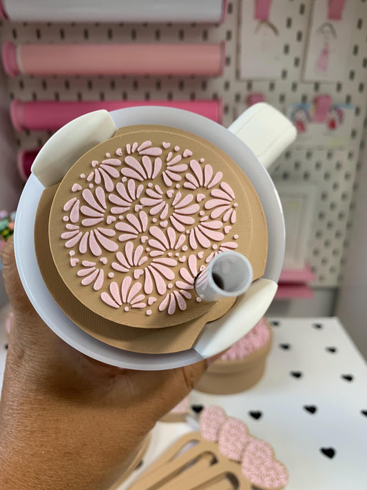 3D Printed Talavera Stanley Topper: Colorful Cup Accessory by Lina Loves Two, handmade in Los Angeles CA