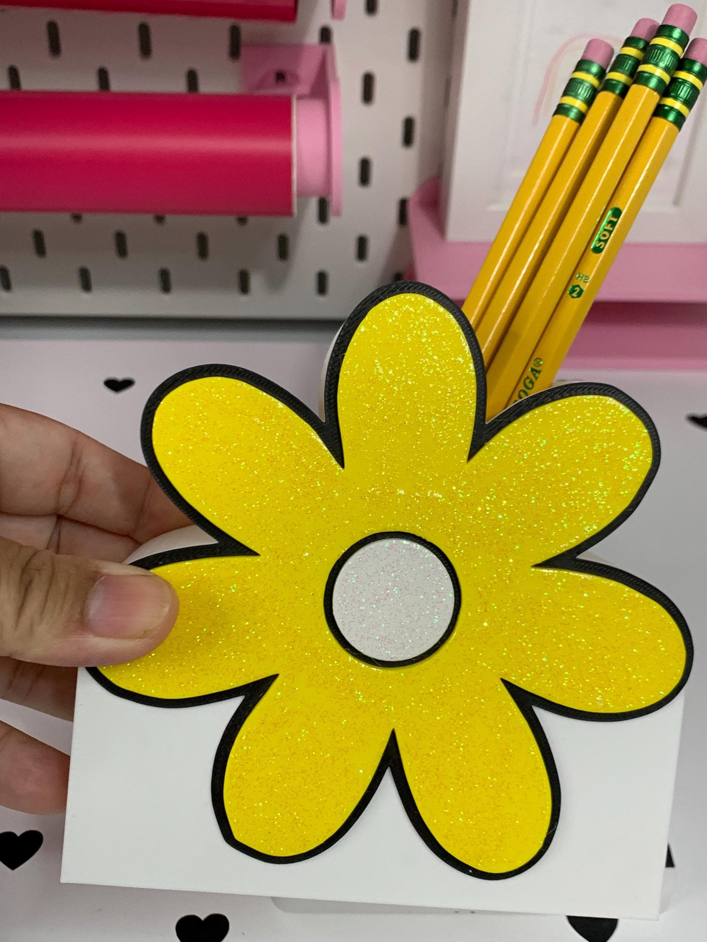 Daisy Flower Pencil Holder: File ( + 3MF) by Lina Loves Two, handmade in Los Angeles CA