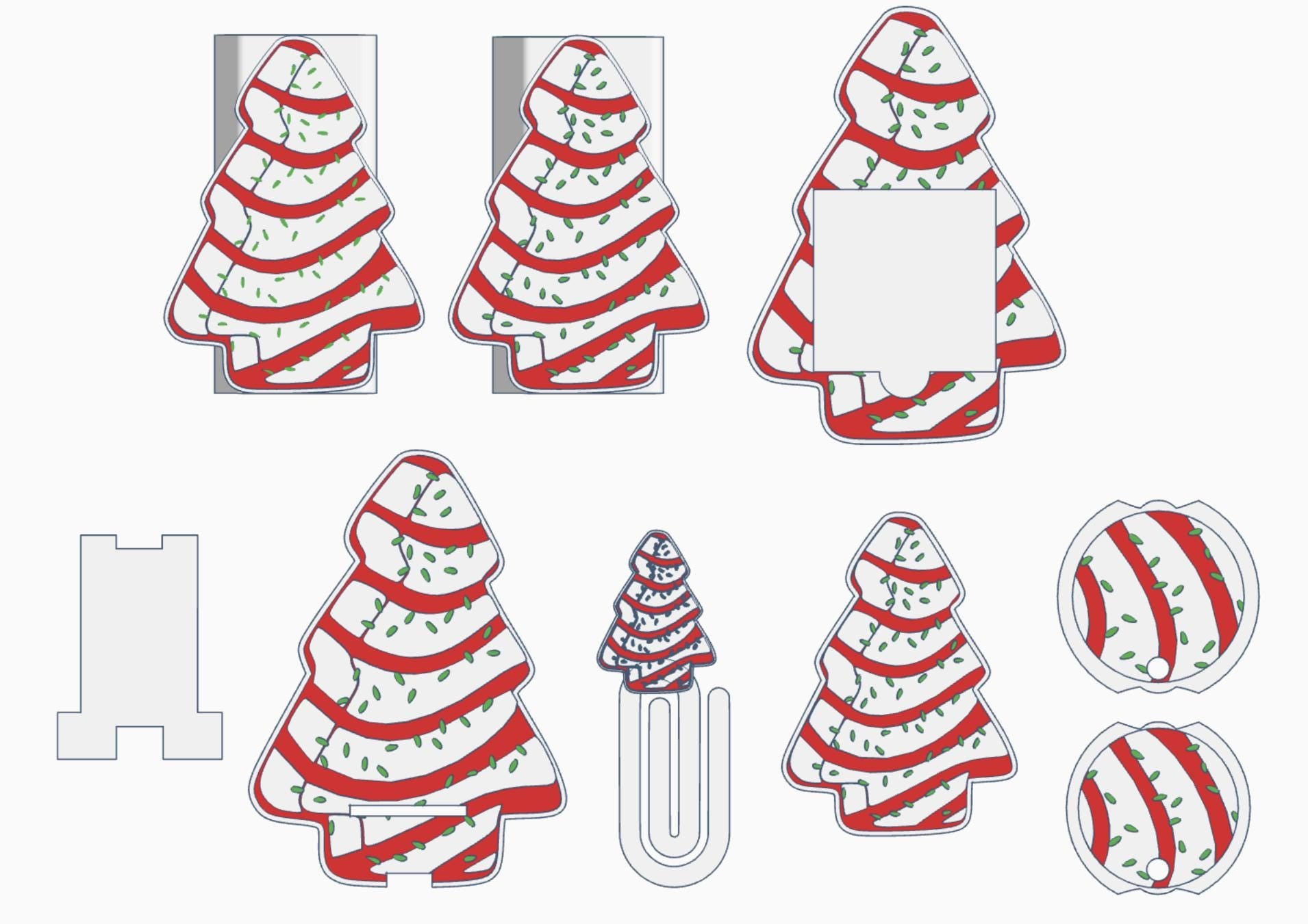 Christmas Tree Cake 3D Digital Files – STL & 3MF | Jumbo Paperclips, Stanley Toppers, Tray, Phone Holder, Note Holder and Soap Holder