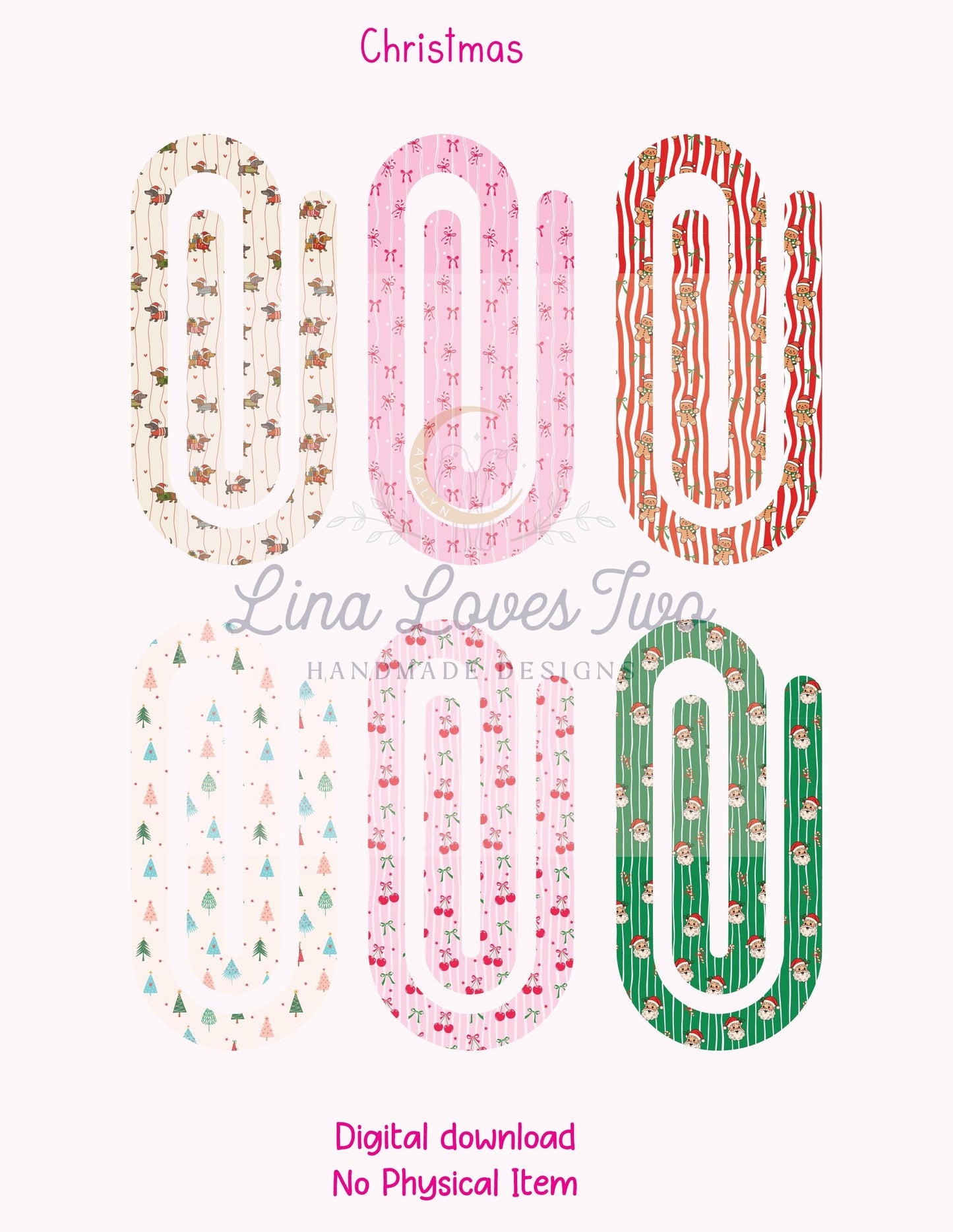 Christmas Theme Jumbo Paperclip PNG for Sublimation – Instant Digital Download