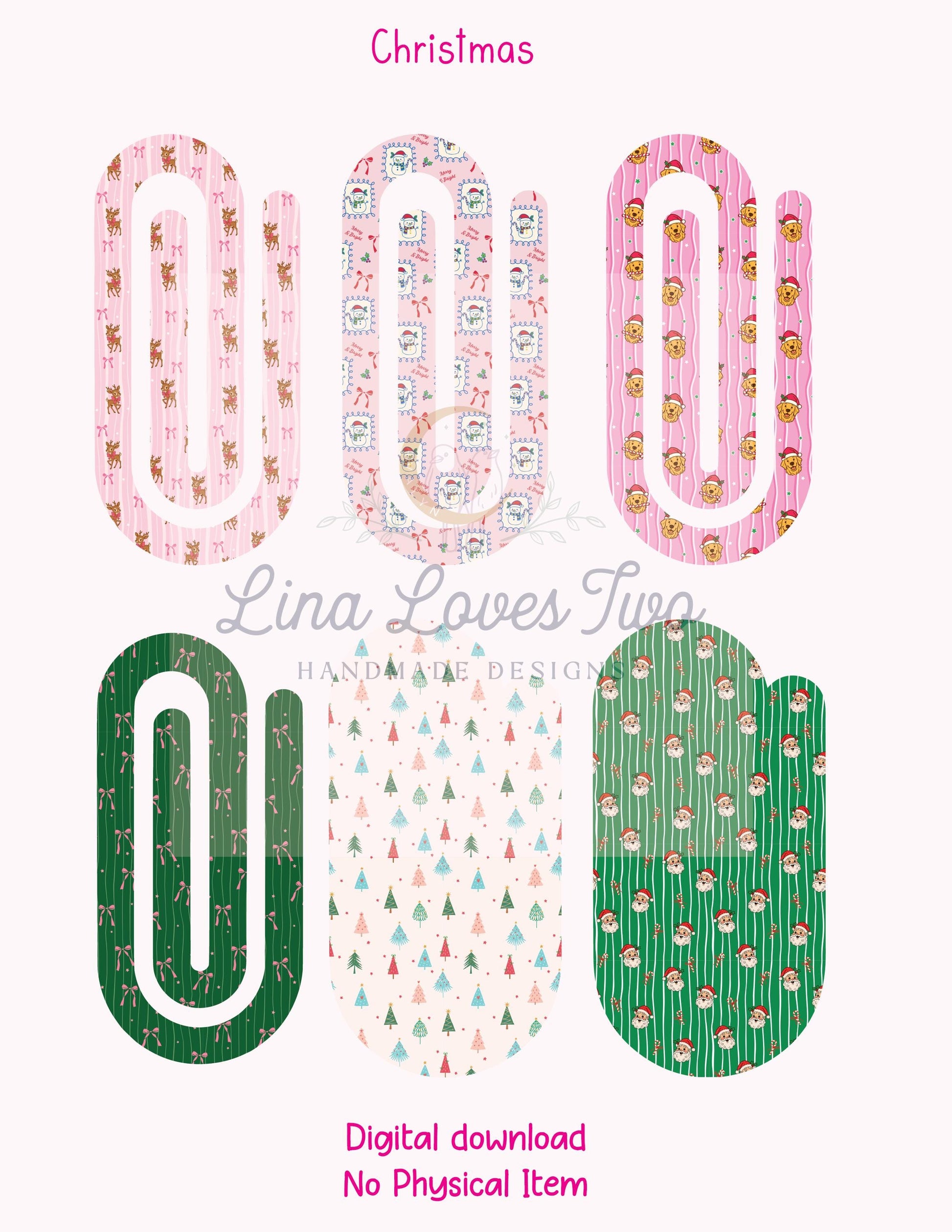 Christmas Theme Jumbo Paperclip PNG for Sublimation – Instant Digital Download