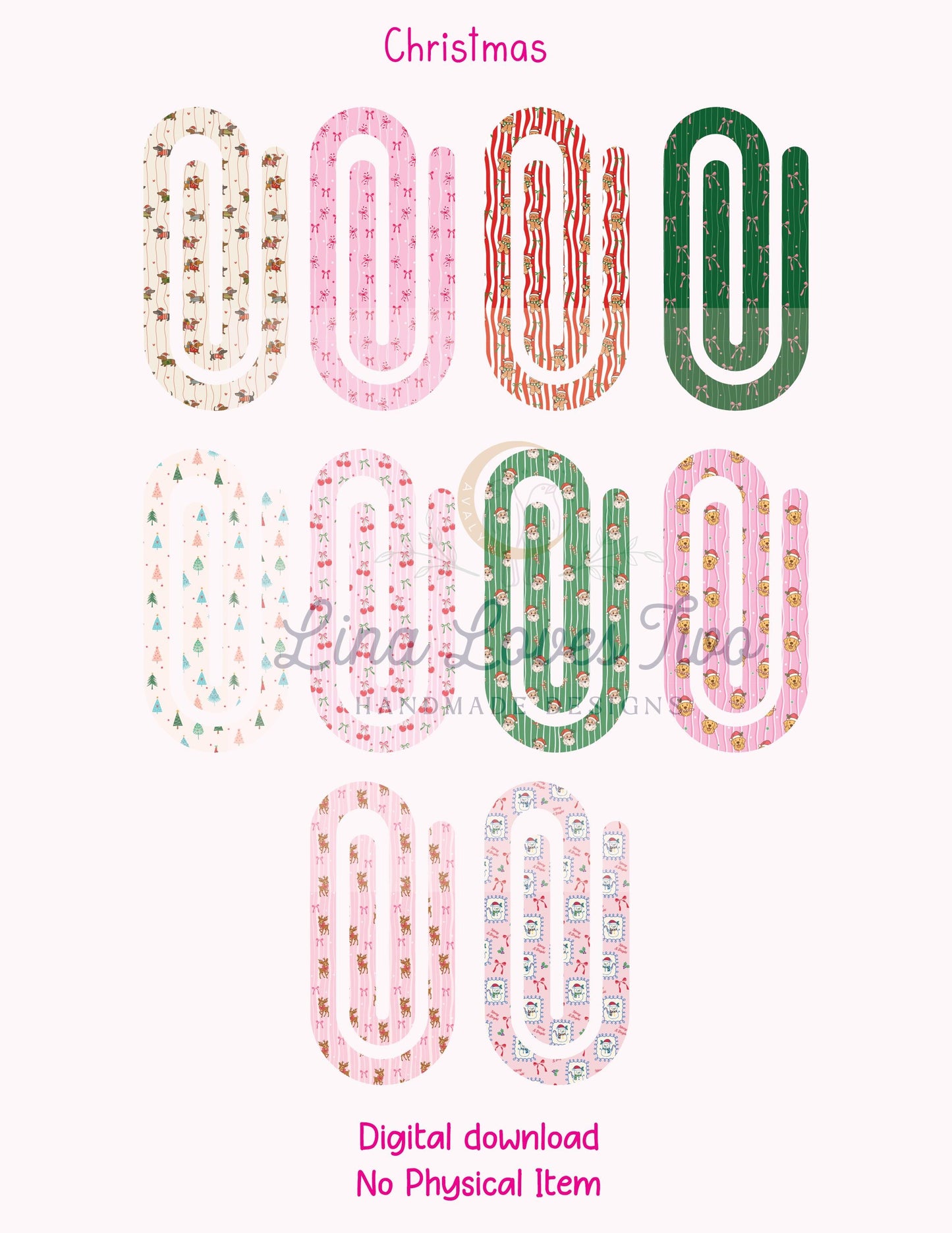 Christmas Theme Jumbo Paperclip PNG for Sublimation – Instant Digital Download