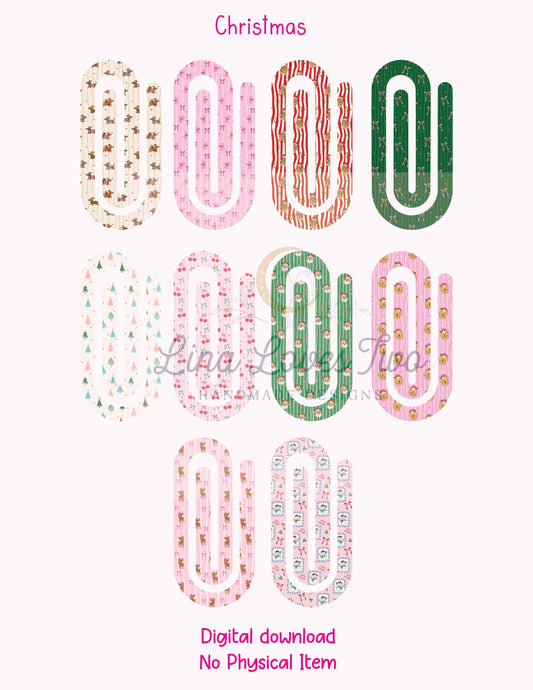 Christmas Theme Jumbo Paperclip PNG for Sublimation – Instant Digital Download