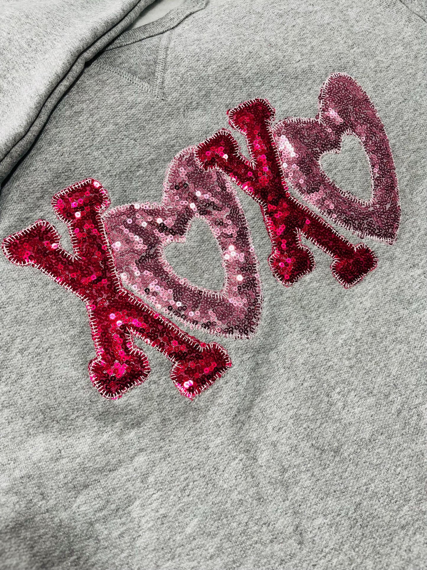 Custom Valentine XOXO Sequin Sweatshirt | Personalized Name Sleeve