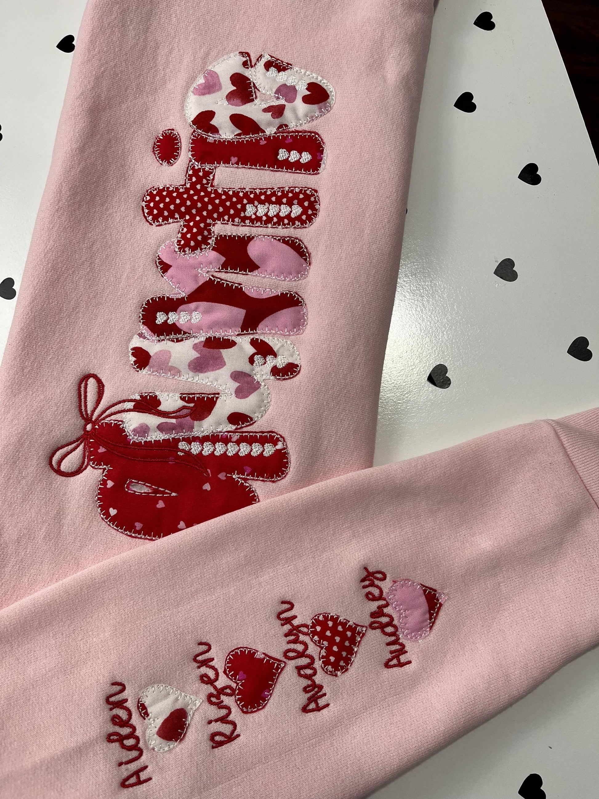 Custom Valentine XOXO Sequin Sweatshirt | Personalized Name Sleeve