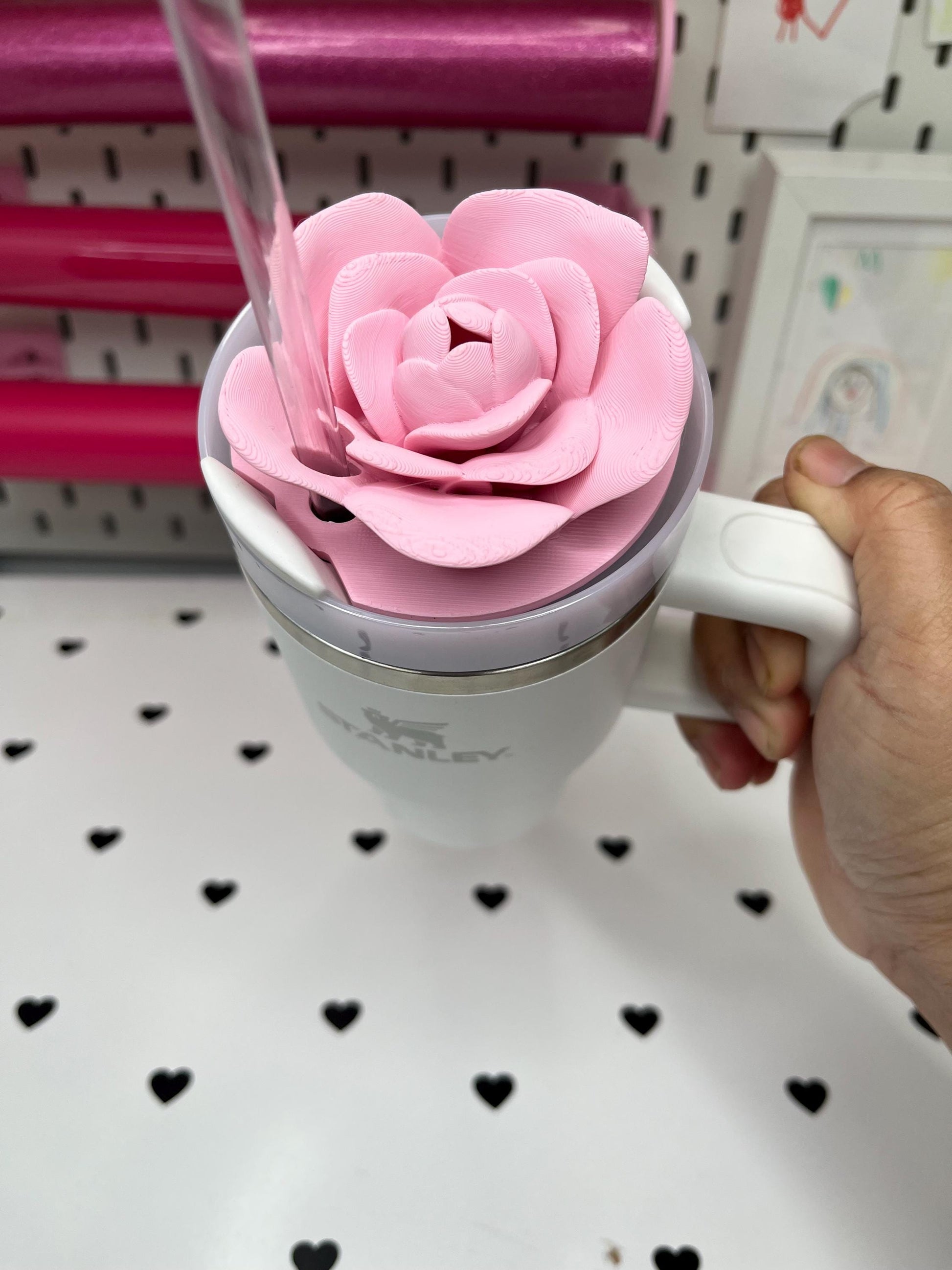 Rose Topper 3MF Files – 20oz, 30oz and 40oz Stanley | 16 oz Center and Off-Center Straw Lids for Libbey Cups | Digital Download