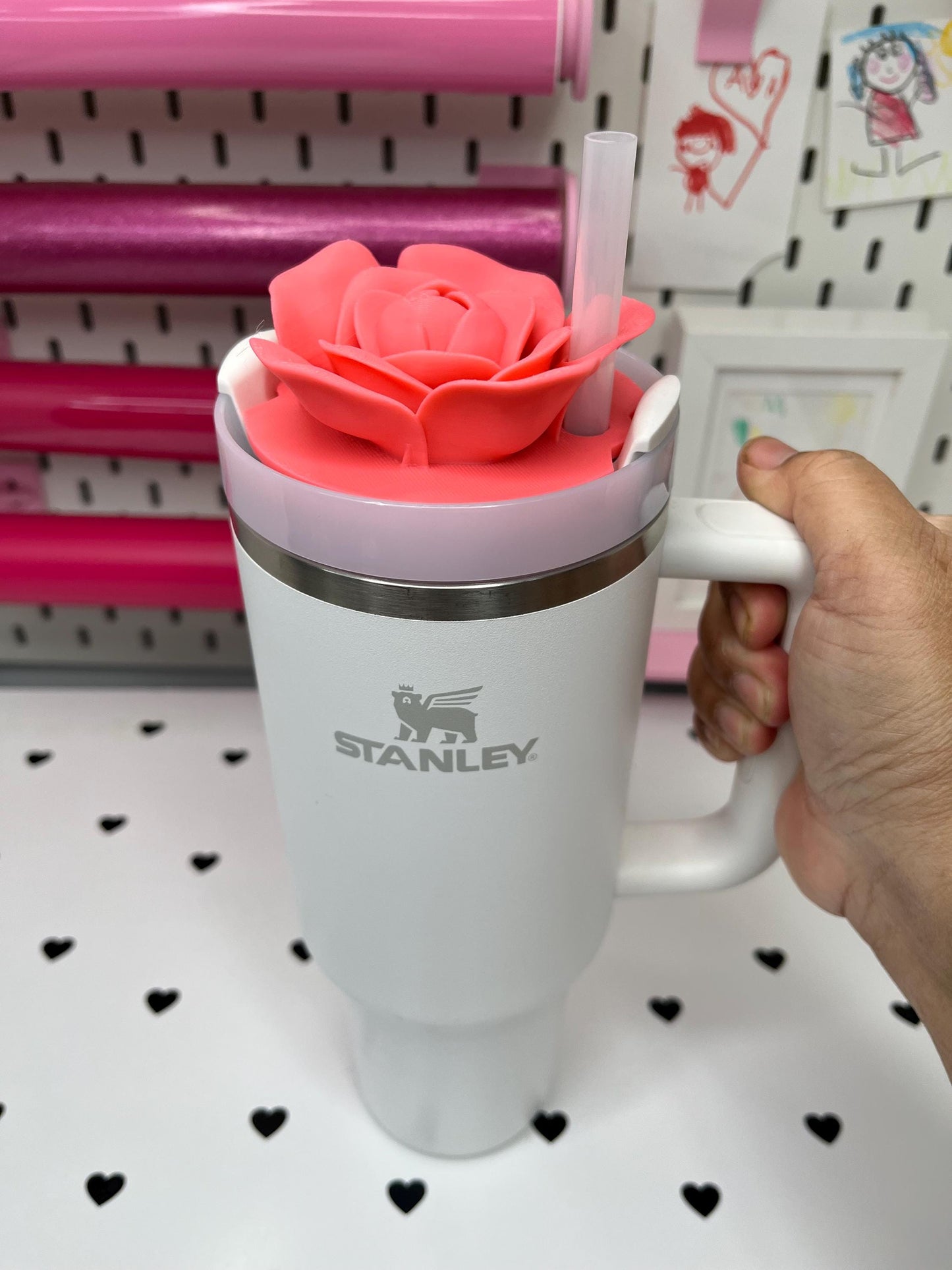 Rose Topper 3MF Files – 20oz, 30oz and 40oz Stanley | 16 oz Center and Off-Center Straw Lids for Libbey Cups | Digital Download