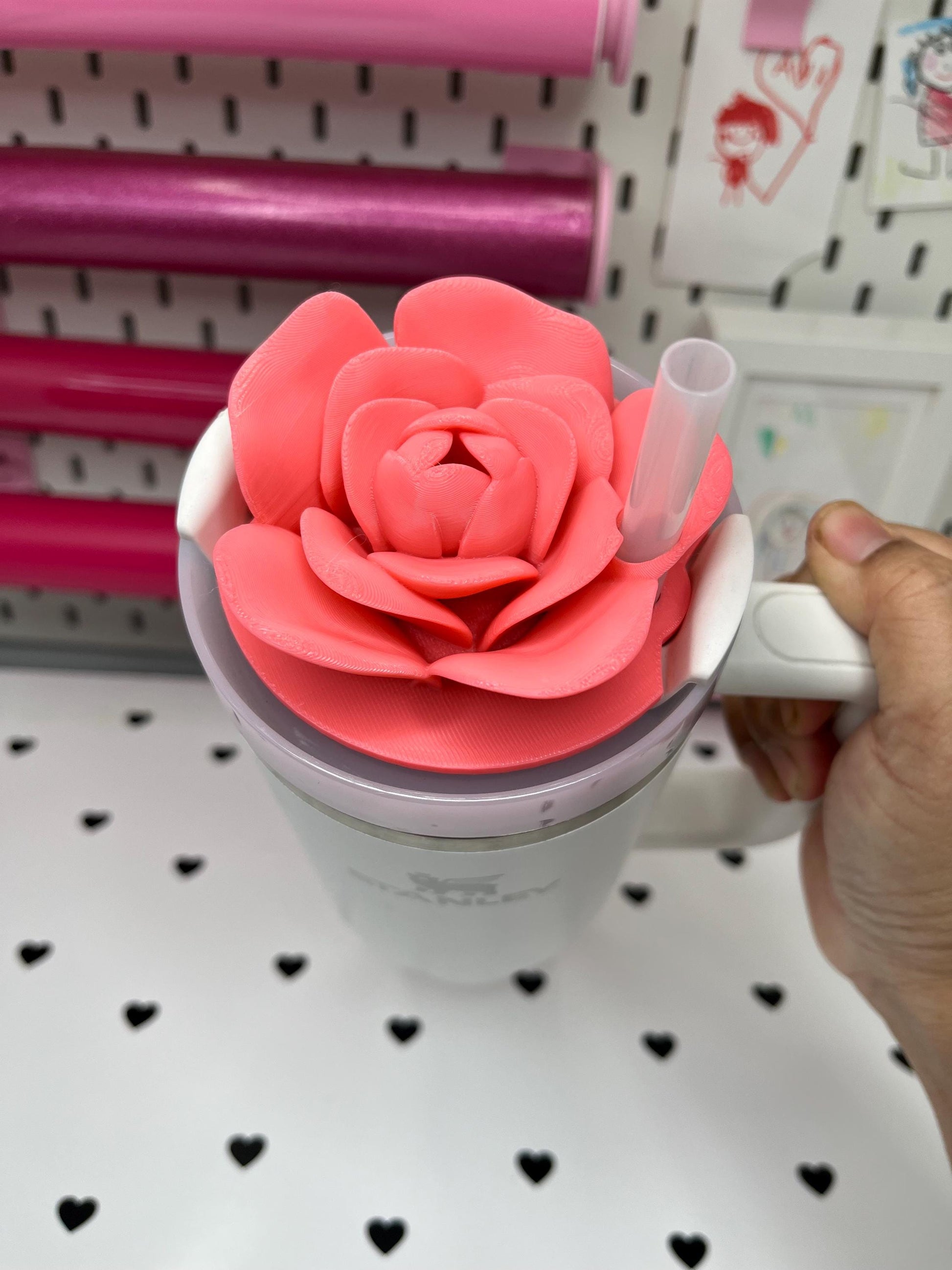 Rose Topper 3MF Files – 20oz, 30oz and 40oz Stanley | 16 oz Center and Off-Center Straw Lids for Libbey Cups | Digital Download