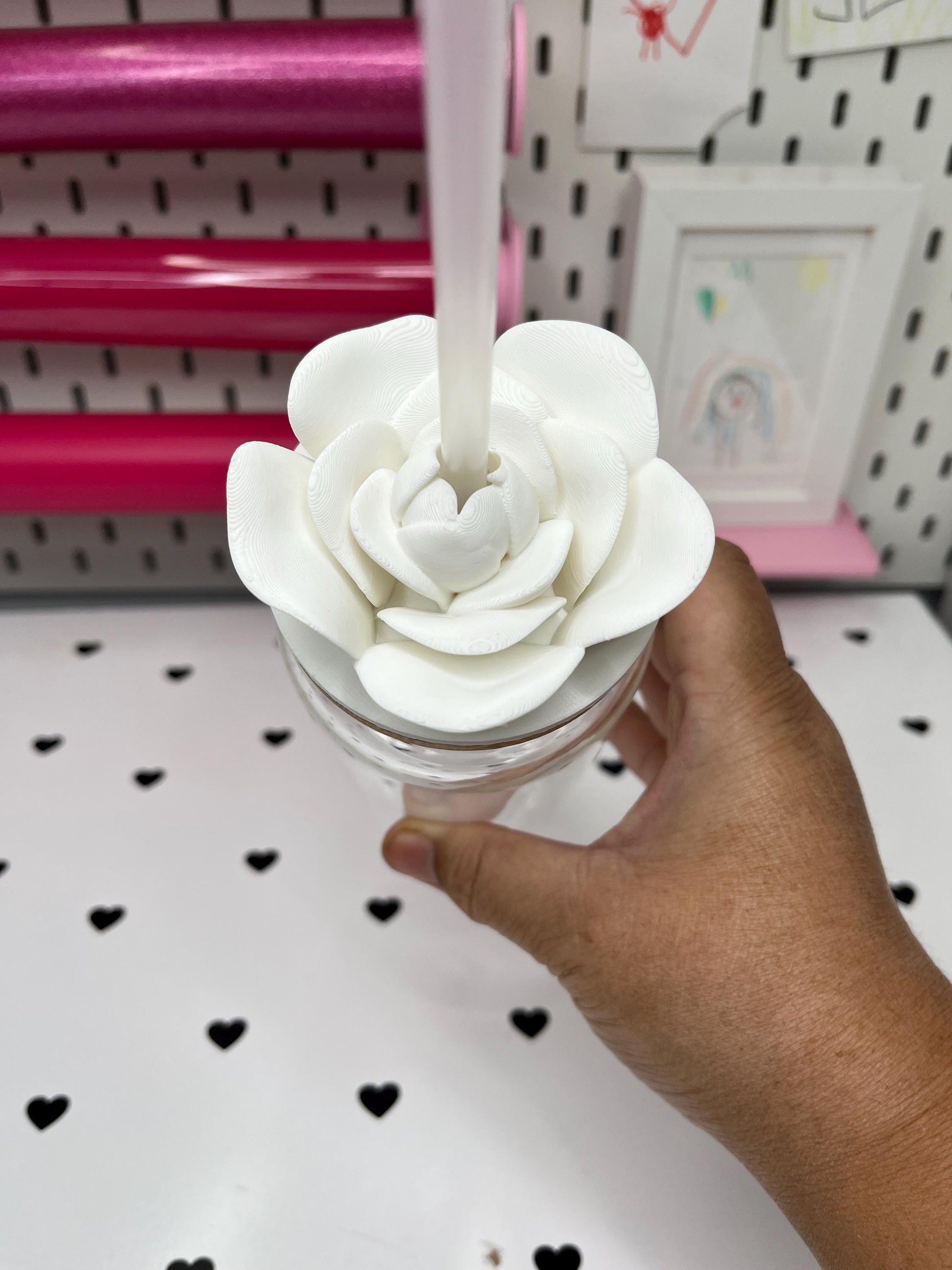 Rose Topper 3MF Files – 20oz, 30oz and 40oz Stanley | 16 oz Center and Off-Center Straw Lids for Libbey Cups | Digital Download