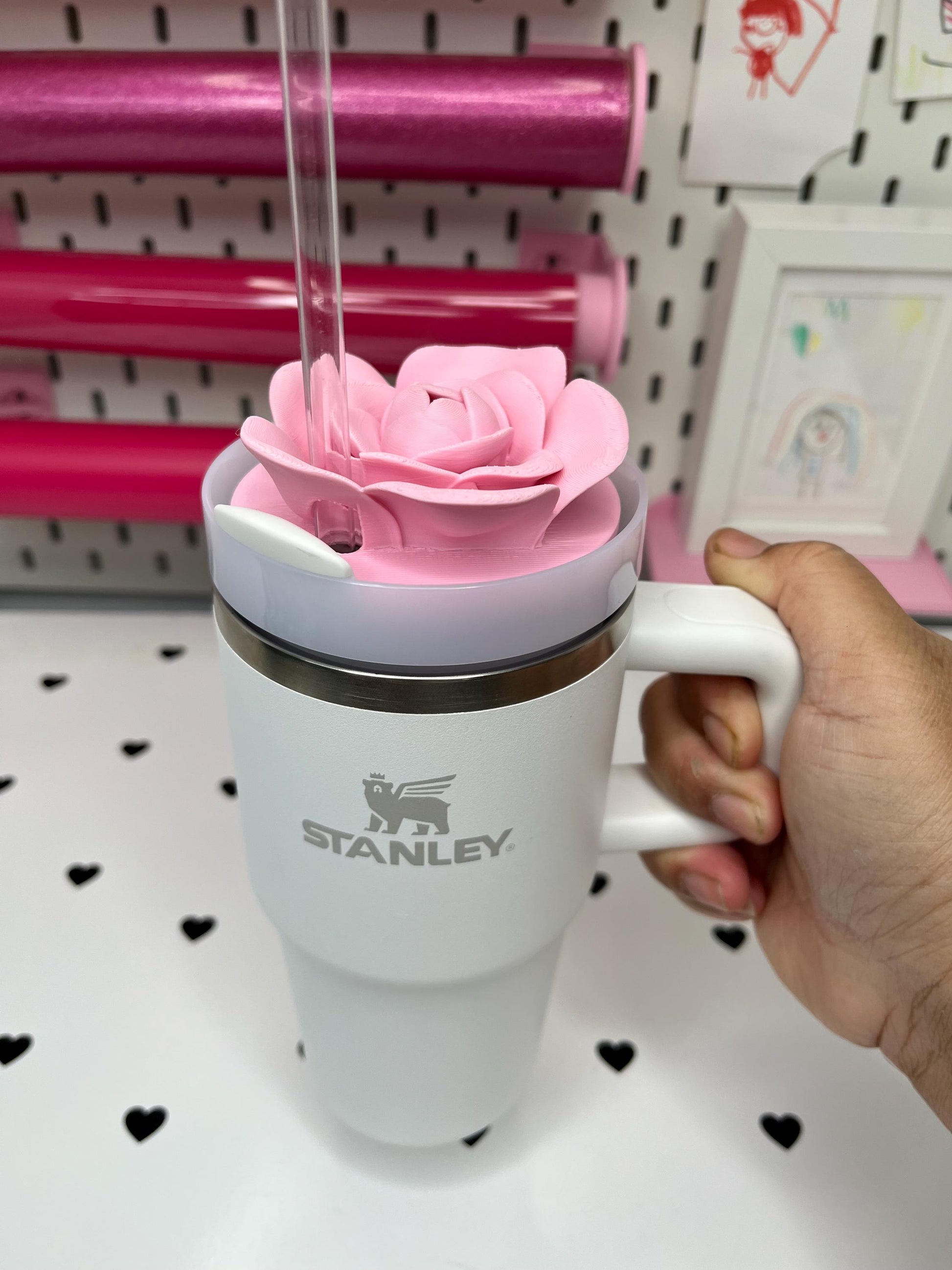 Rose Topper 3MF Files – 20oz, 30oz and 40oz Stanley | 16 oz Center and Off-Center Straw Lids for Libbey Cups | Digital Download