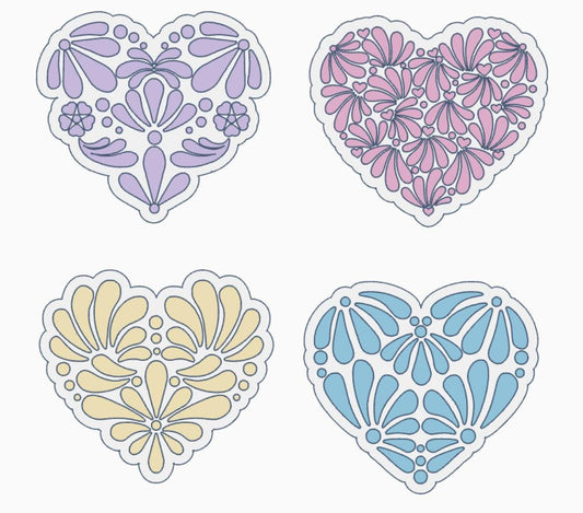 Heart Talavera-Inspired Interchangeable Glue Storage Covers – 3MF Digital File | Digital Download