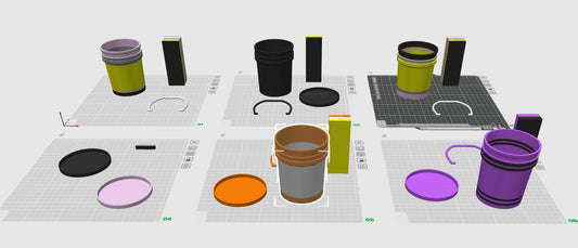 School Supplies Mini Buckets 3MF Files | Pencil | Crayon | Glue and Composition Buckets with Lids | Digital Download | Labels Included