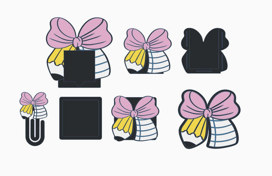 Pencil Paper Bow Desk Accessories Bundle – 3MF Files | 3D Print Desk Decor | Digital Download