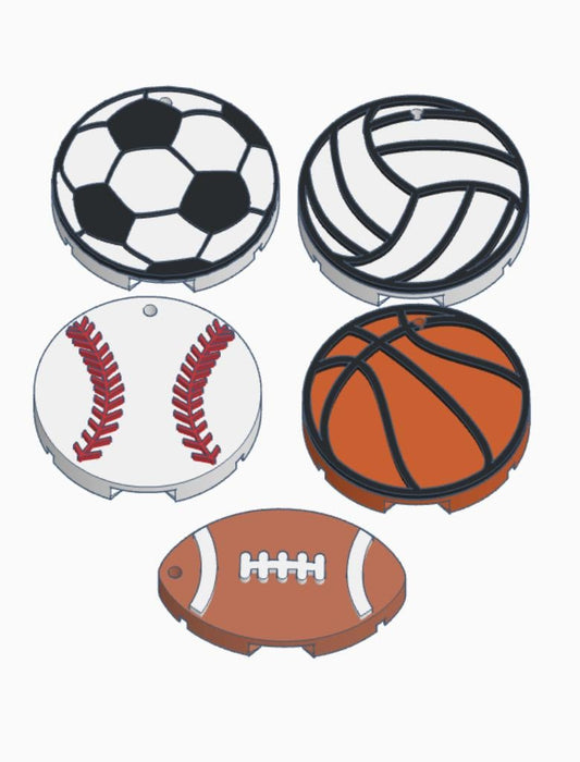Sports Ball Keychain Can Opener & Drink Cover 3D File | 3MF Digital Download | Football Baseball Soccer Basketball Volleyball