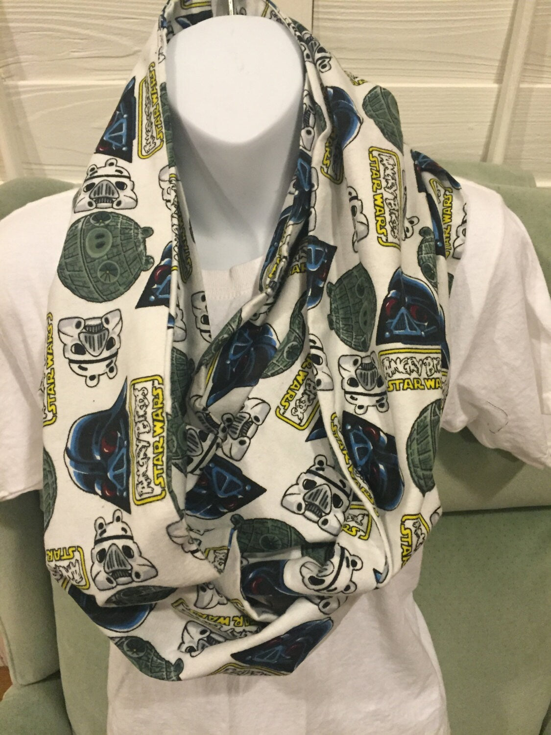 Channel the Force with Angry Birds: Star Wars Infinity Scarf - Handmade Flannel Fleece Fabric Print