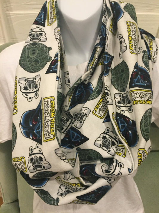 Channel the Force with Angry Birds: Star Wars Infinity Scarf - Handmade Flannel Fleece Fabric Print by Lina Loves Two, handmade in Los Angeles CA