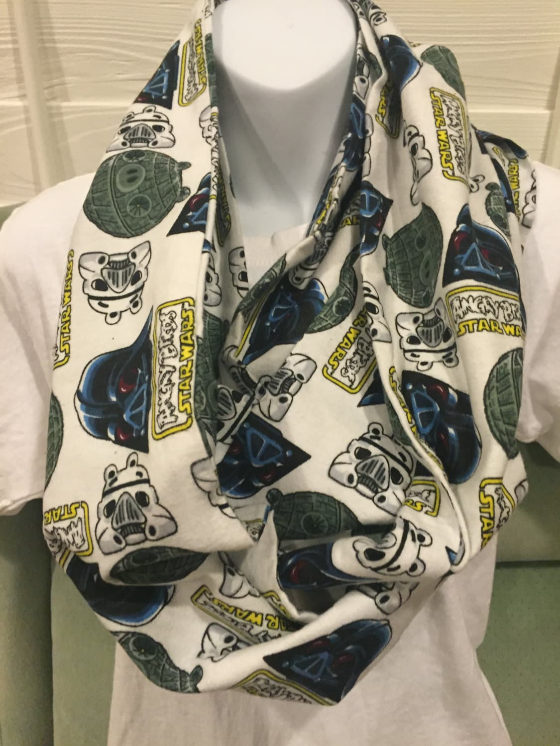 Channel the Force with Angry Birds: Star Wars Infinity Scarf - Handmade Flannel Fleece Fabric Print