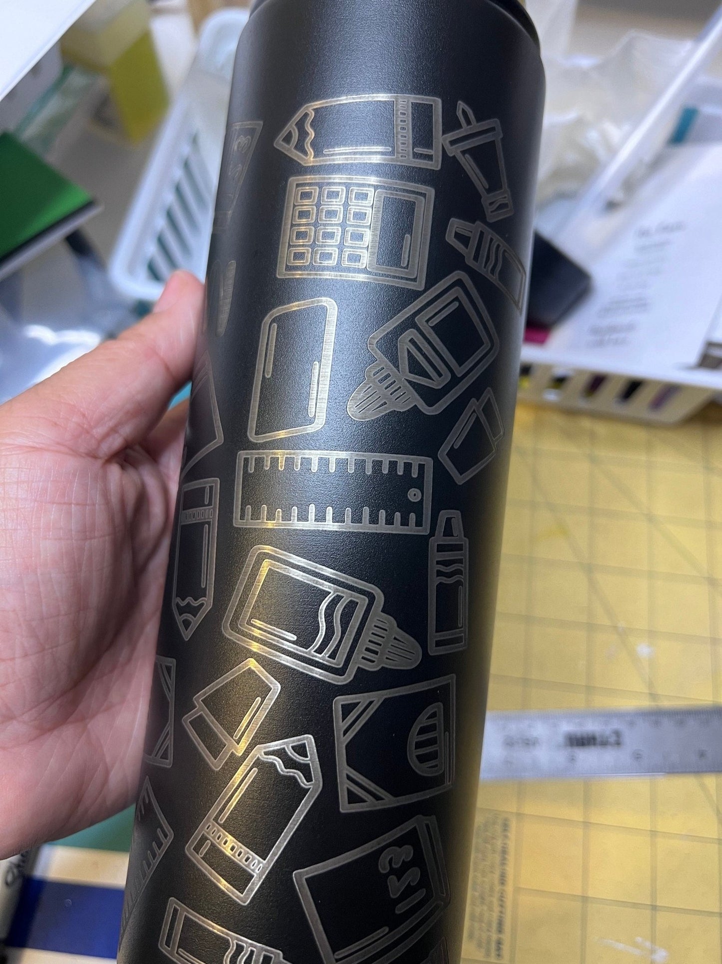 Personalized Insulated Stainless Steel Water Bottle with Flip - Top Lid - Teacher Water Bottle - Teacher's Gift - School Supplies - Lina Loves Two