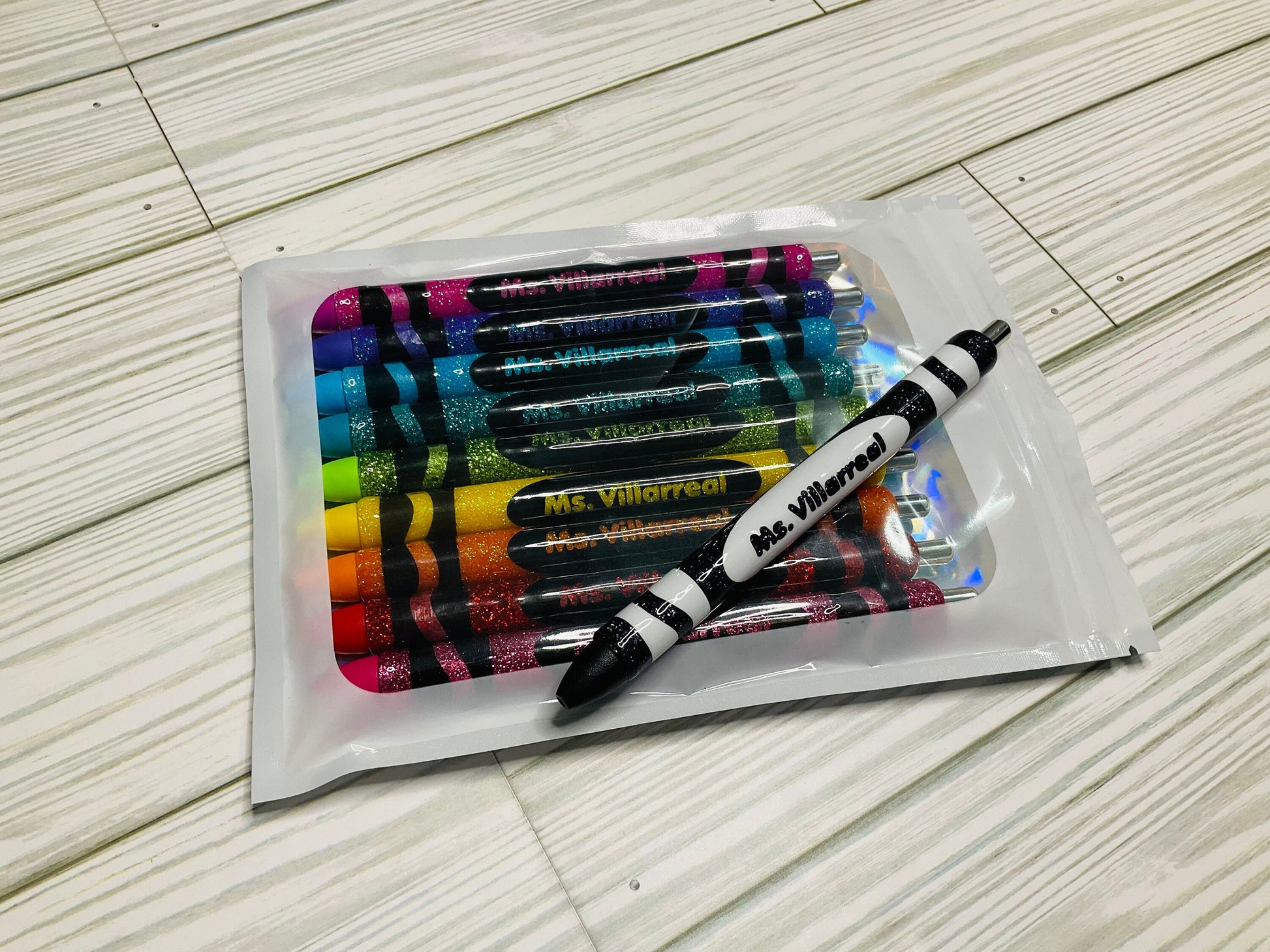 x10 Glitter Color Personalized Teacher Pens| Unique Teacher Gifts | Customized Teacher Appreciation Gift | Perfect Gift for Her