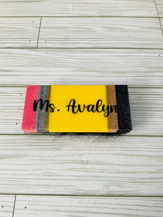 Pencil Whiteboard Eraser | Teacher Gifts | Yellow Pencil Glitter Eraser | Classroom Supplies by Lina Loves Two, handmade in Los Angeles CA