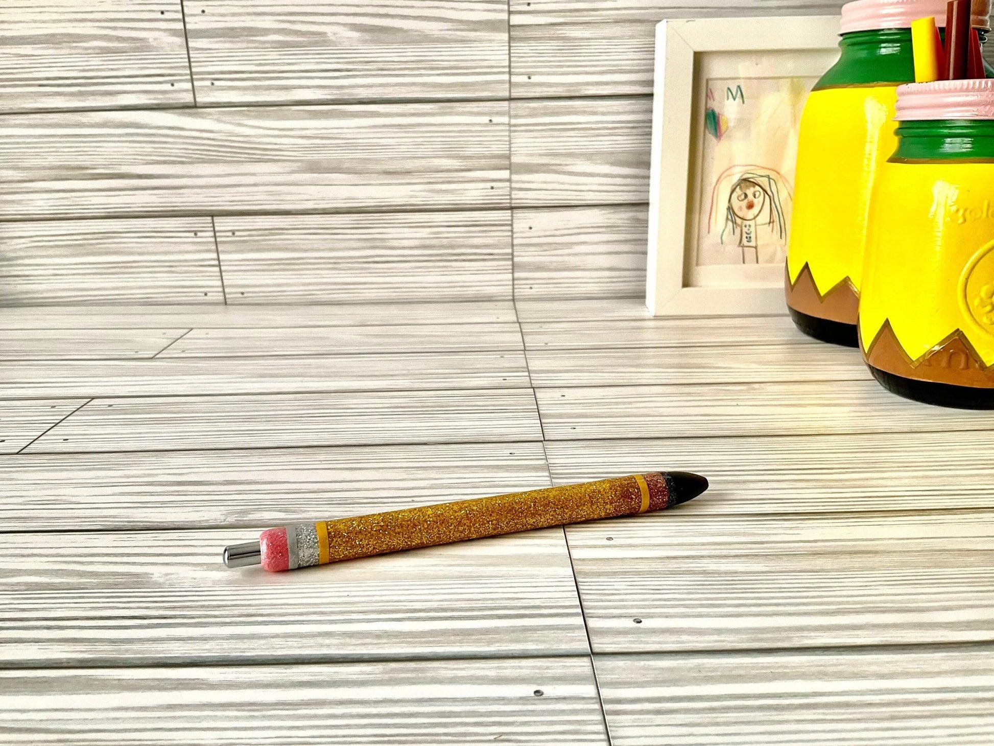 x3 Personalized Gold Glitter Teacher Pens | Teacher Gifts | Pencil Style | Customized Gift for Her | Elegant Gold Pen - Lina Loves Two
