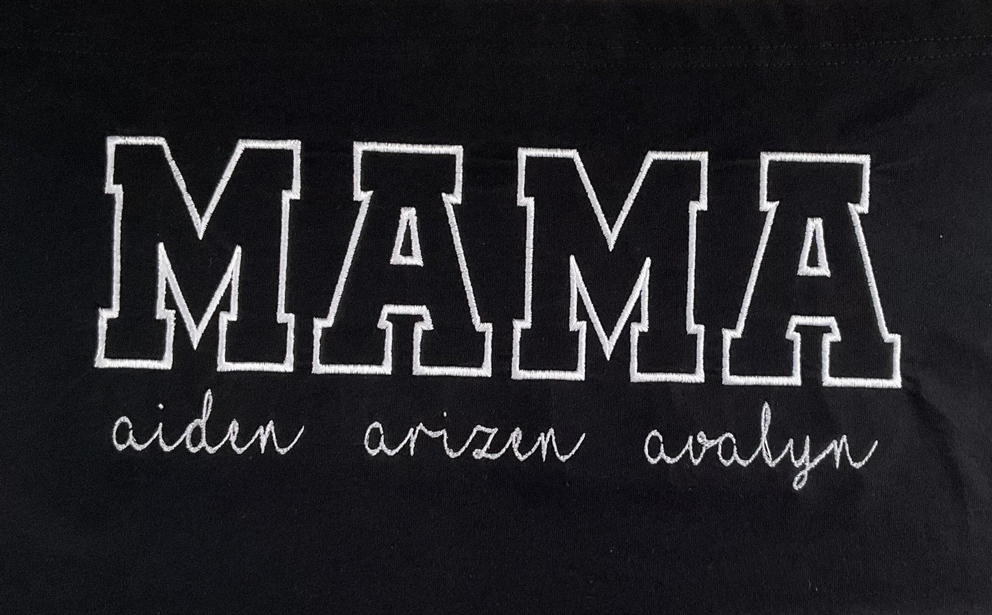 Cherished Moments: MAMA Personalized Embroidered Tee with Kids' Names - Custom Mom Appreciation Shirt by Lina Loves Two, handmade in Los Angeles CA